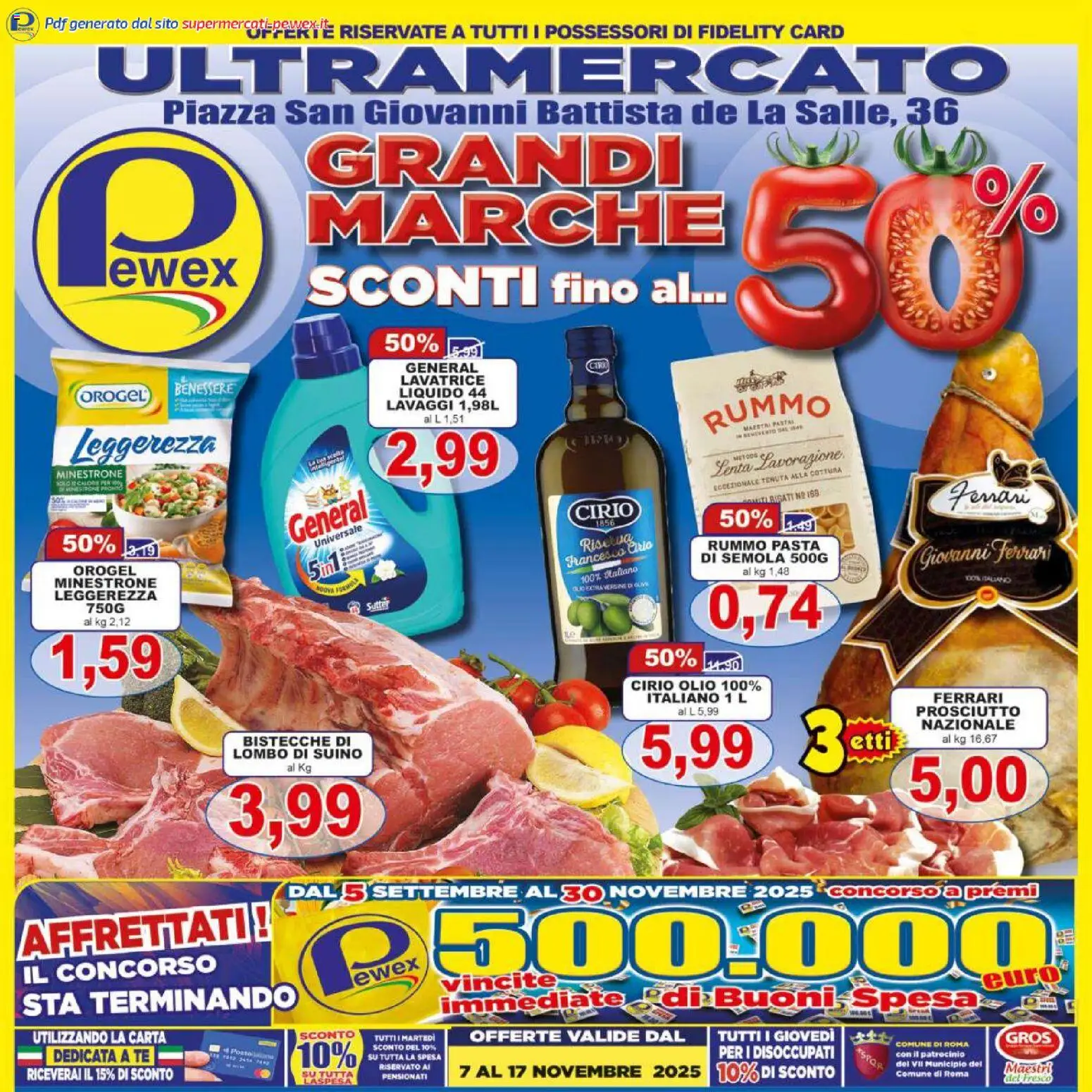 Volantino Pewex del 07.11.2025 | Pagina: 1 | Prodotti: Minestrone, Suino, Olio, Lavatrice