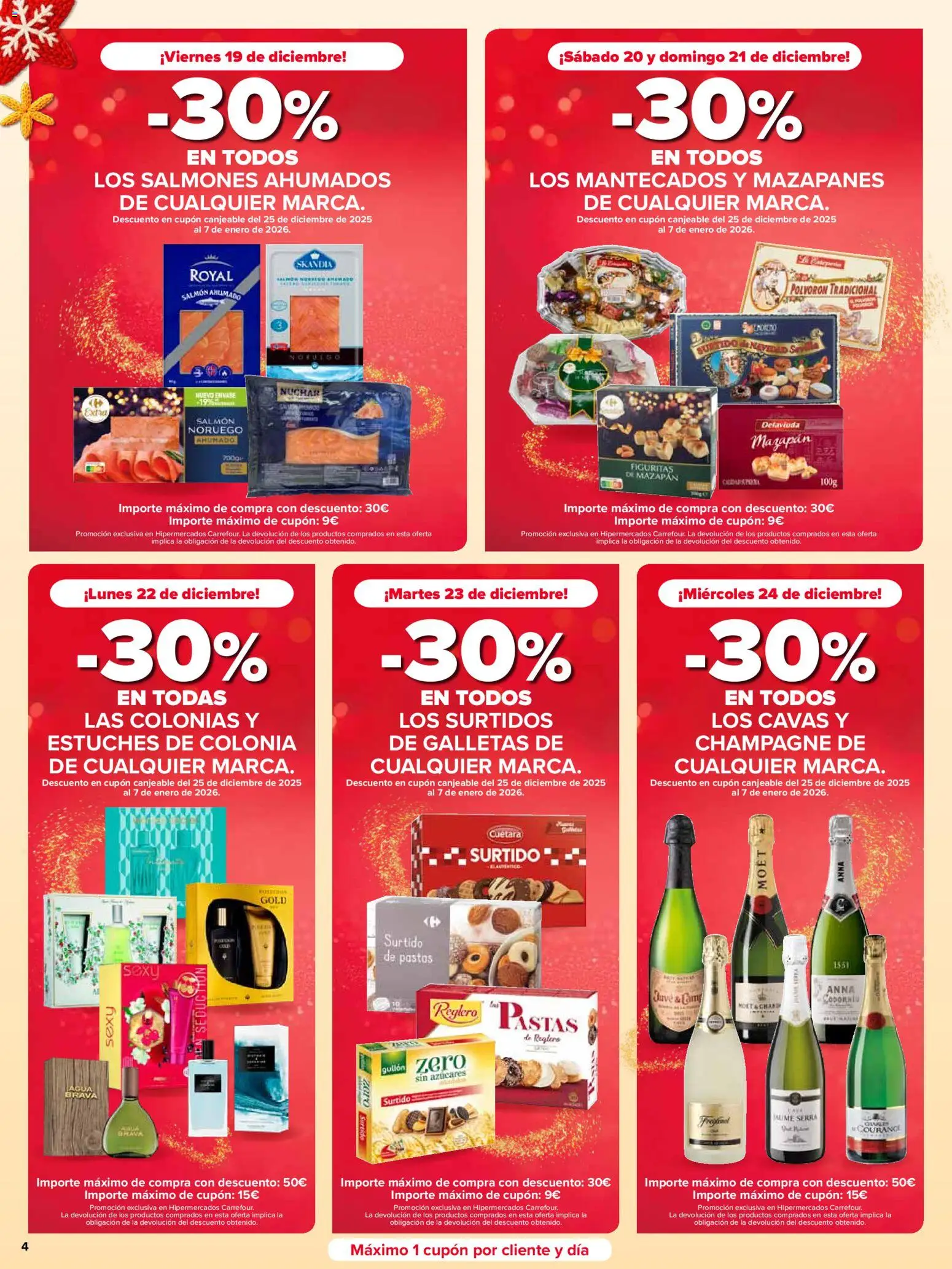 Carrefour folleto │ válido desde el 19.12.2025 | Página: 4 | Productos: Colonia, Galletas, Salmón ahumado