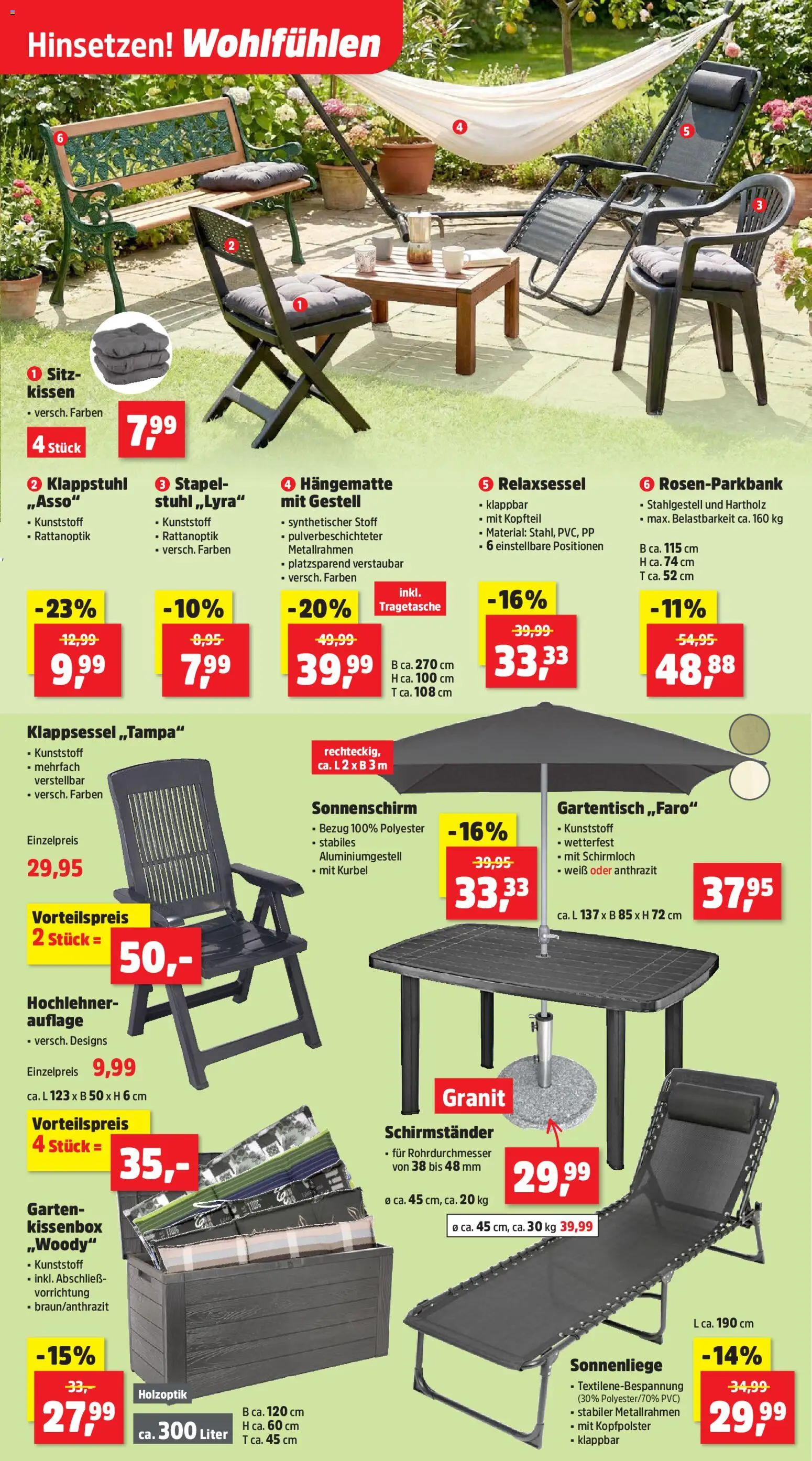 Thomas Philipps Prospekt – gültig ab 16.03.2026 | Seite: 9 | Produkte: Kissen, Stuhl, Schirmständer, Sonnenschirm