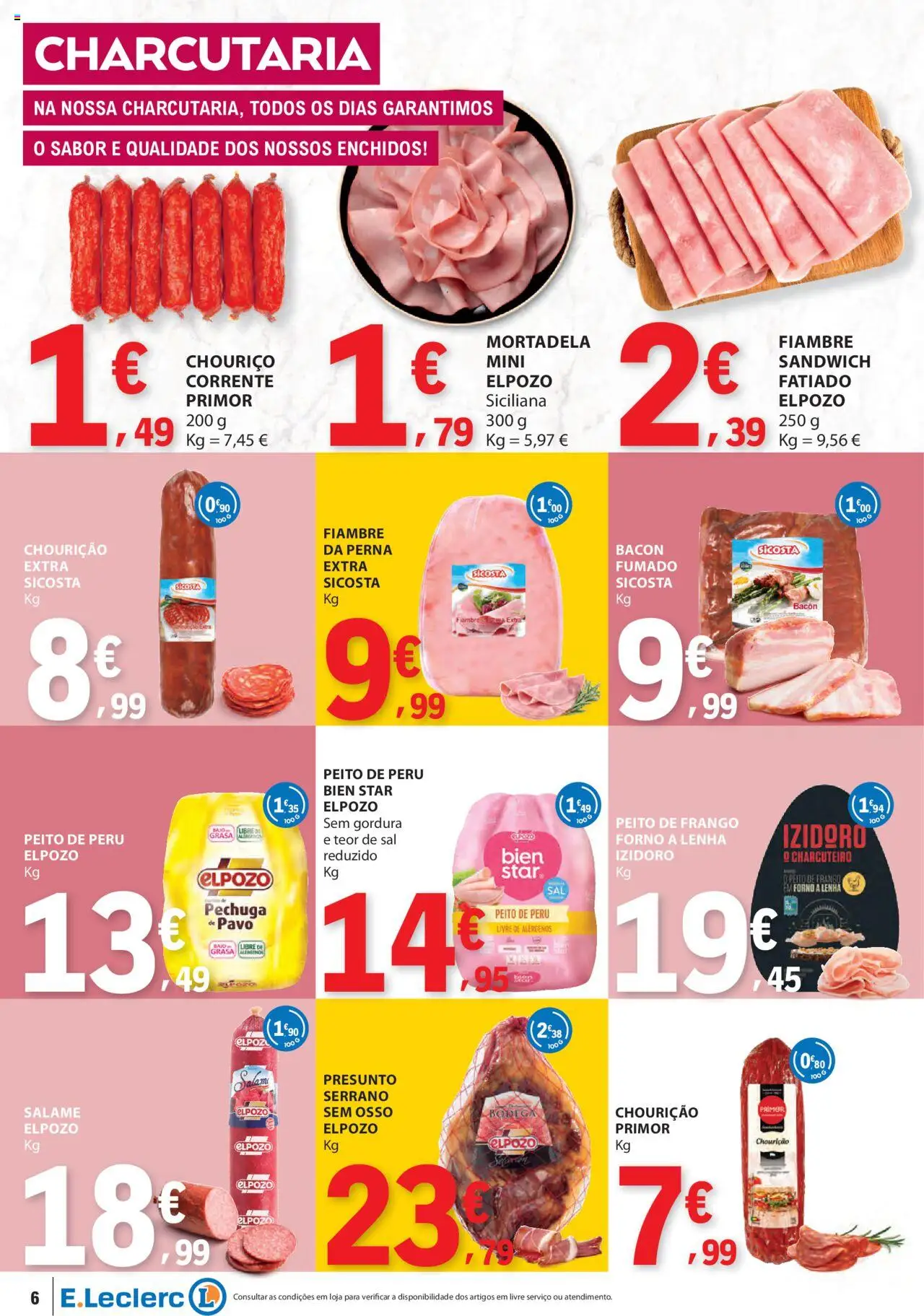 E.Leclerc - Folheto Semanal │ válido de 03.07.2025 | Página: 6 | Produtos: Mortadela, Peito de frango, Salame, Presunto