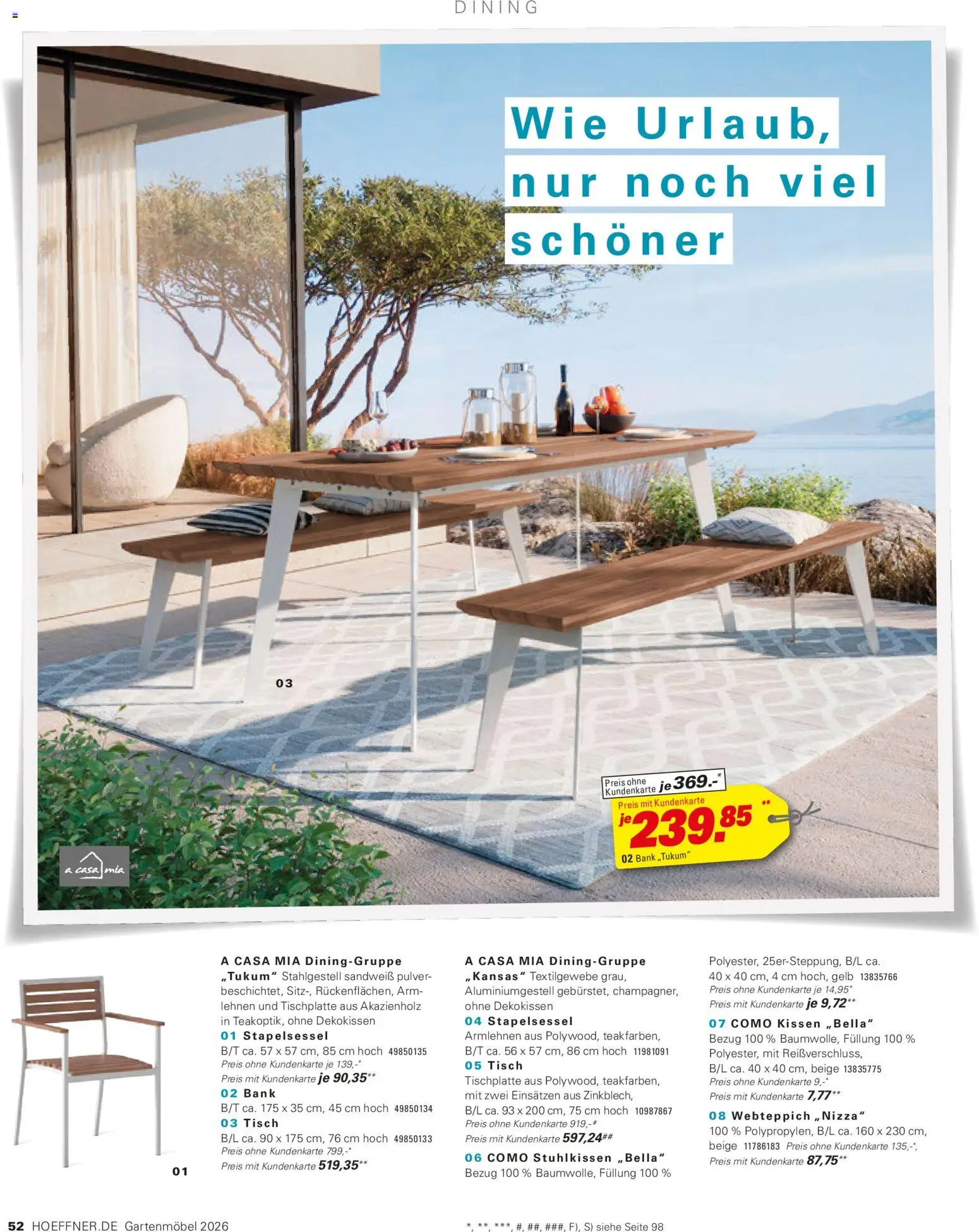 Höffner Prospekt Gartenmöbel – gültig ab 27.03.2026 | Seite: 52 | Produkte: Kissen, Tisch