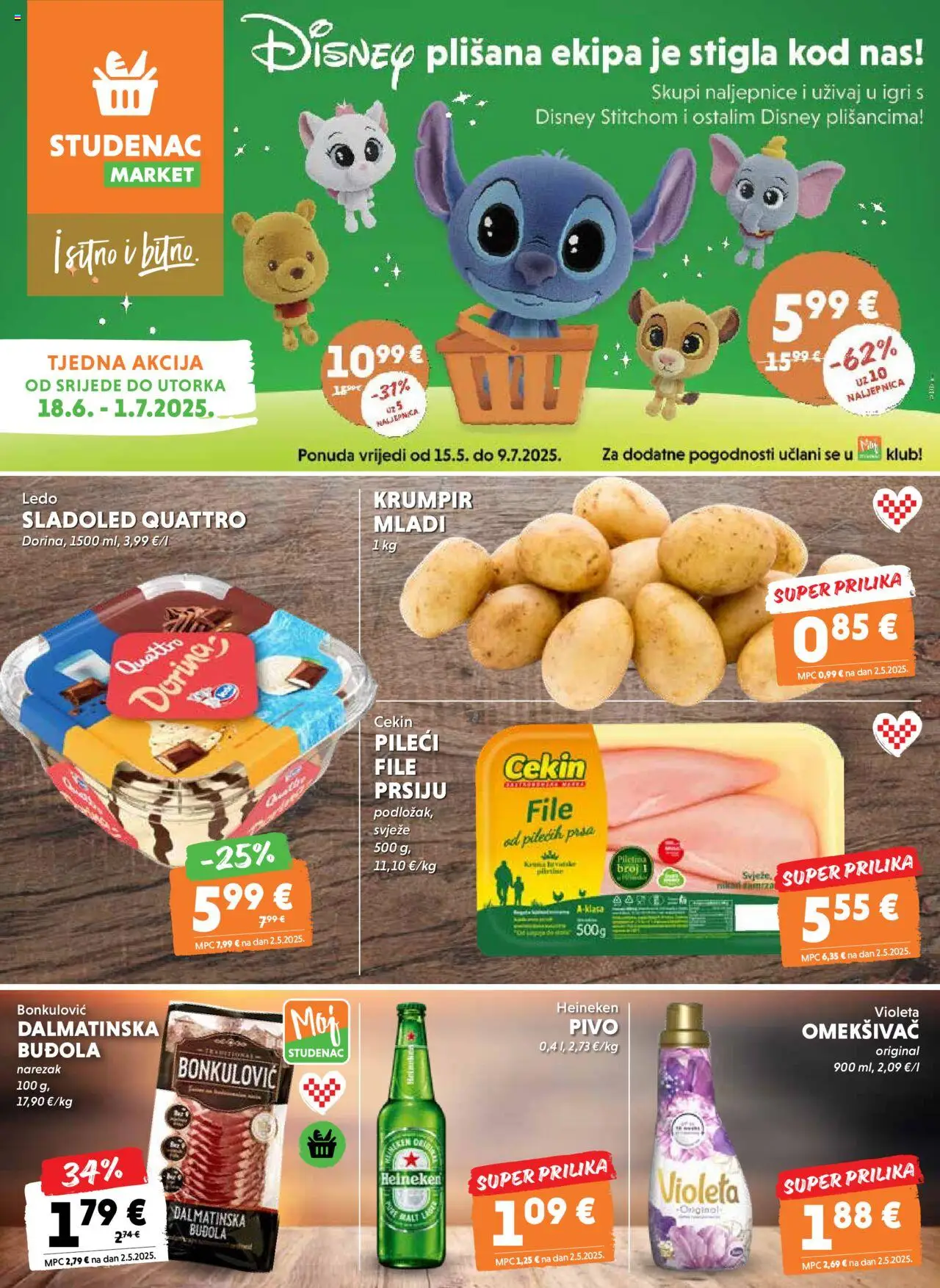 Studenac katalog | vrijedi od 18.06.2025 | Stranica: 1 | Proizvodi: Narezak, Heineken, Buđola, Sladoled