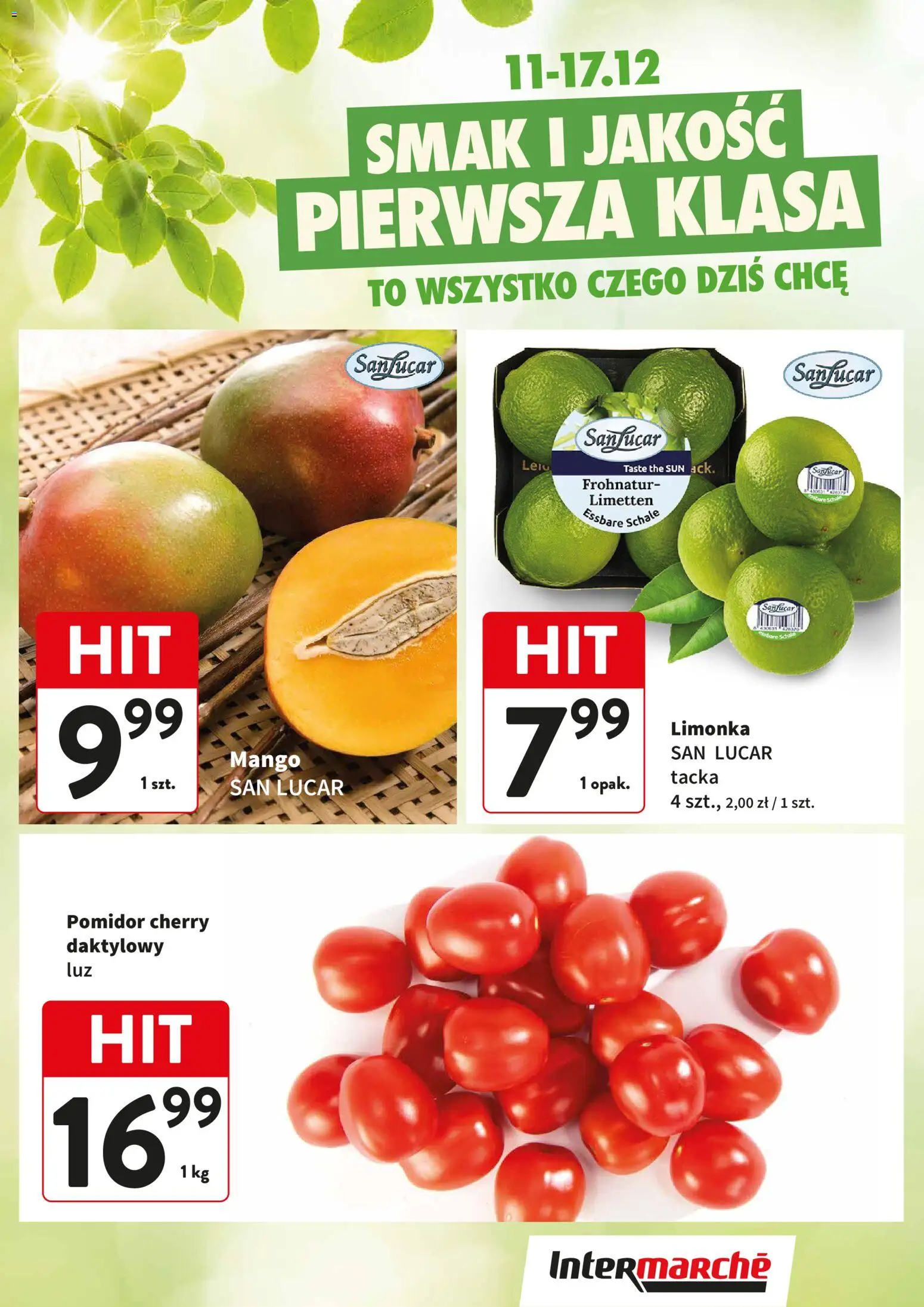 Intermarche Gazetka - Świeży Hit od 11.12.2025 | Strona: 1 | Produkty: Mango, Limonka, Pomidor cherry