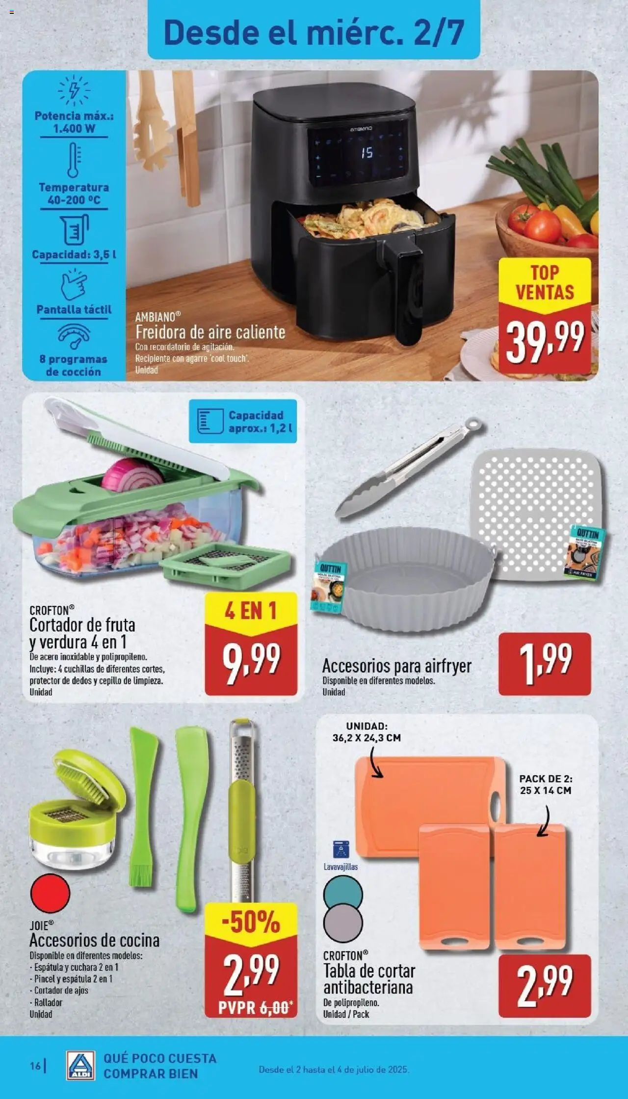 Aldi folleto Península │ válido desde el 30.06.2025 | Página: 16 | Productos: Cepillo, Cocina, Lavavajillas, Freidora