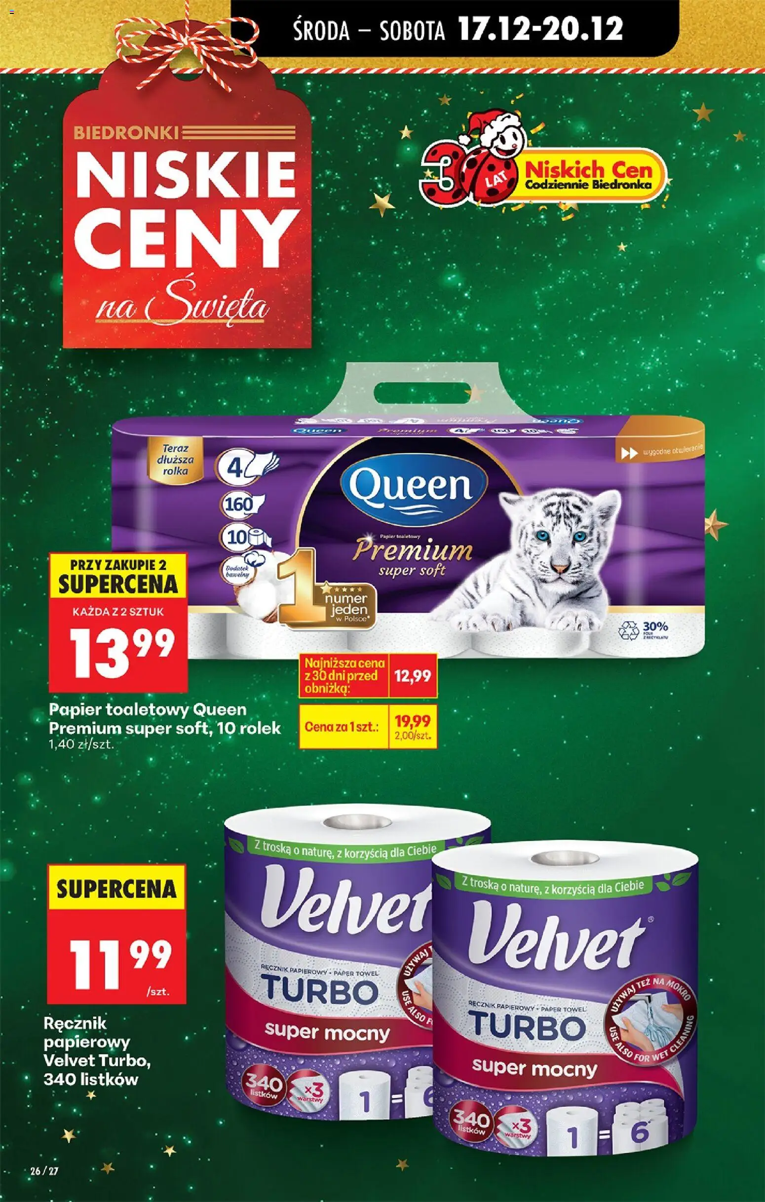 Biedronka gazetka - Oferta w tym tygodniu od 17.12.2025 | Strona: 32 | Produkty: Papier toaletowy queen, Papier toaletowy, Ręcznik papierowy