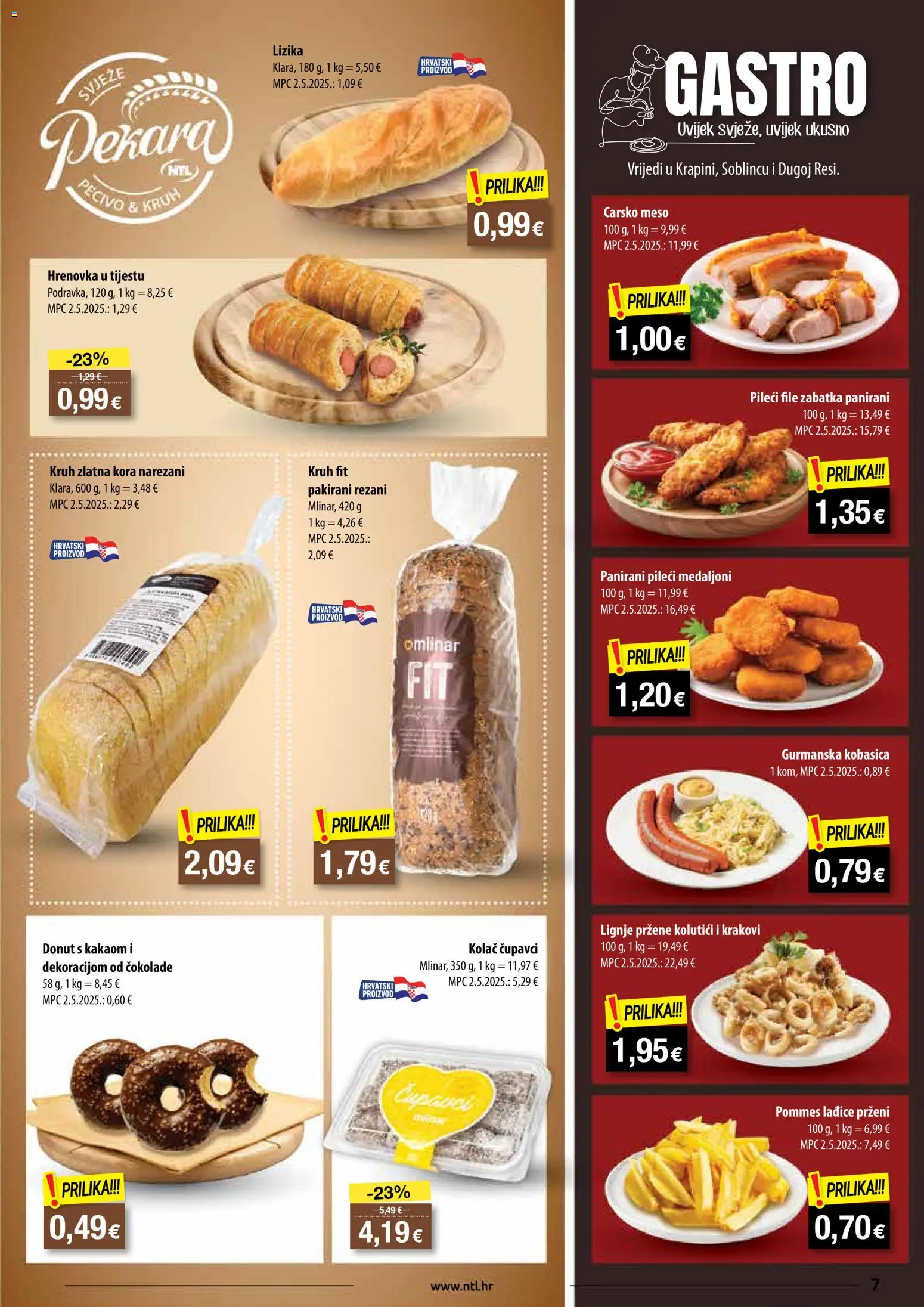 NTL katalog | vrijedi od 26.11.2025 | Stranica: 7 | Proizvodi: Carsko meso, Kruh, Lignje, Pecivo