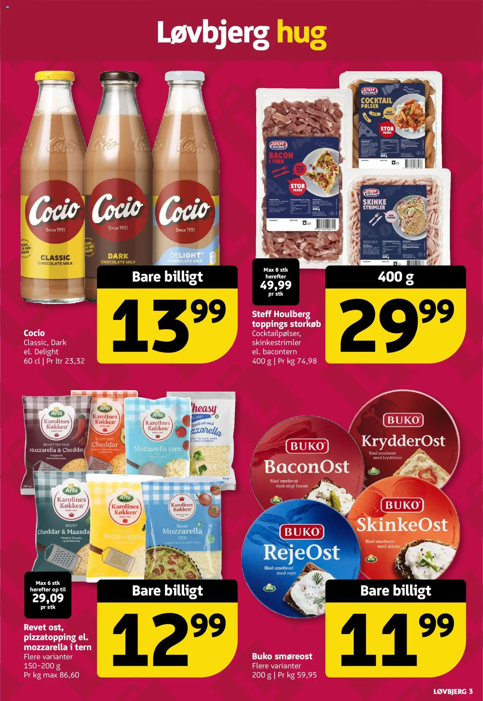 Løvbjerg tilbudsavis – gyldig fra 20.02.2026 | Side: 3 | Produkter: Pølser, Pasta, Bacon, Rejer