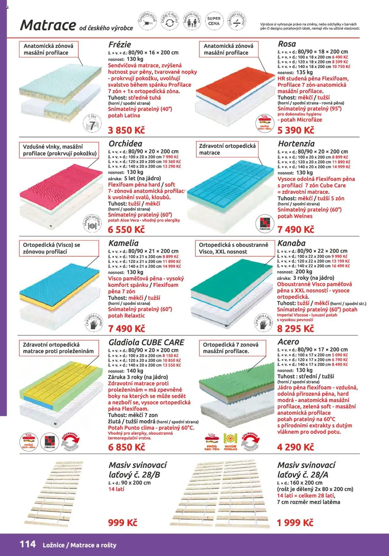 ORFA nábytek katalog 2024-2025 od 15.08.2024 | Strana: 114 | Produkty: Aloe vera, Matrace, Rošt