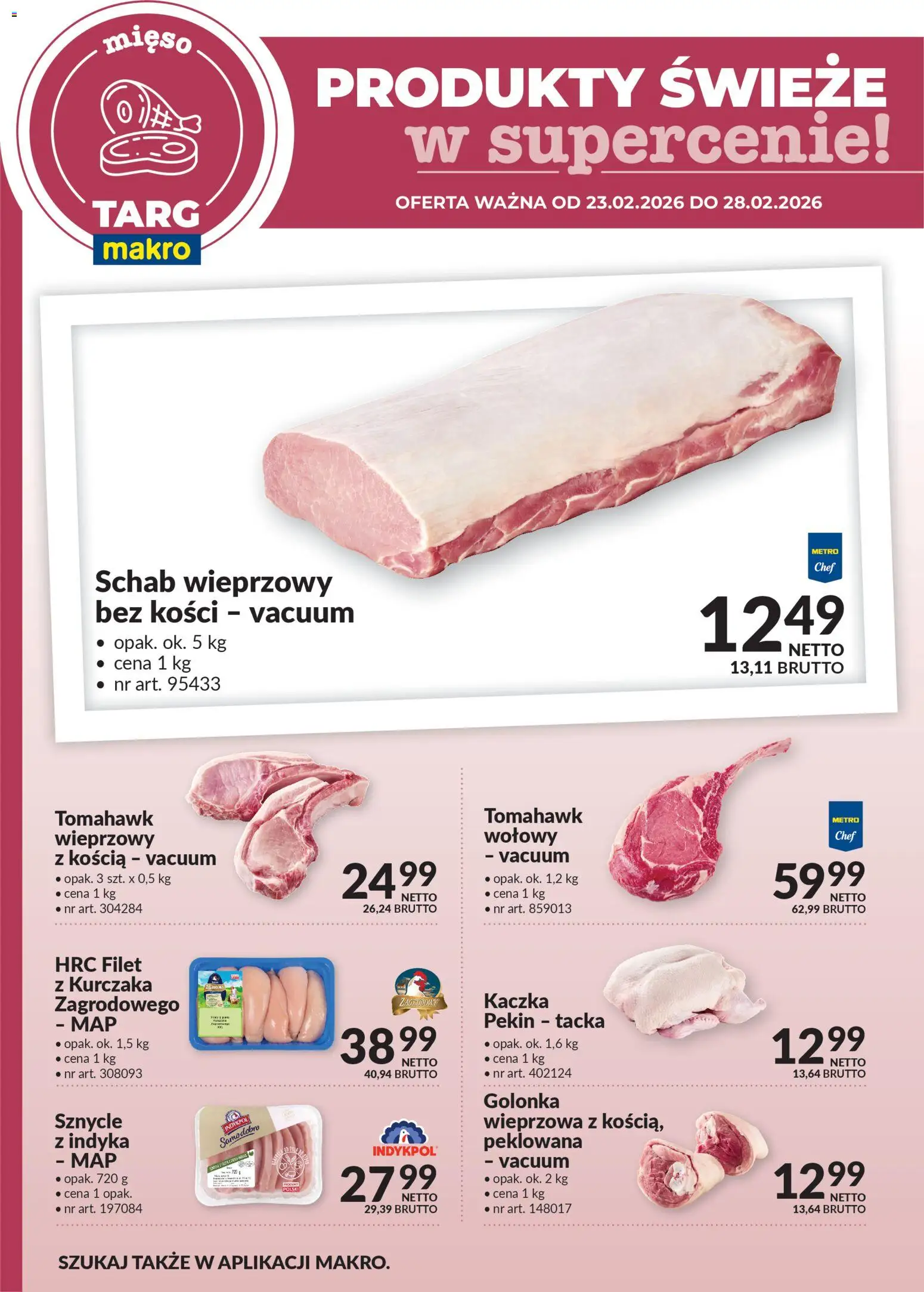 Makro Gazetka - Oferta świeża w super cenach od 23.02.2026 | Strona: 2 | Produkty: Schab, Mięso, Kaczka, Filet z kurczaka