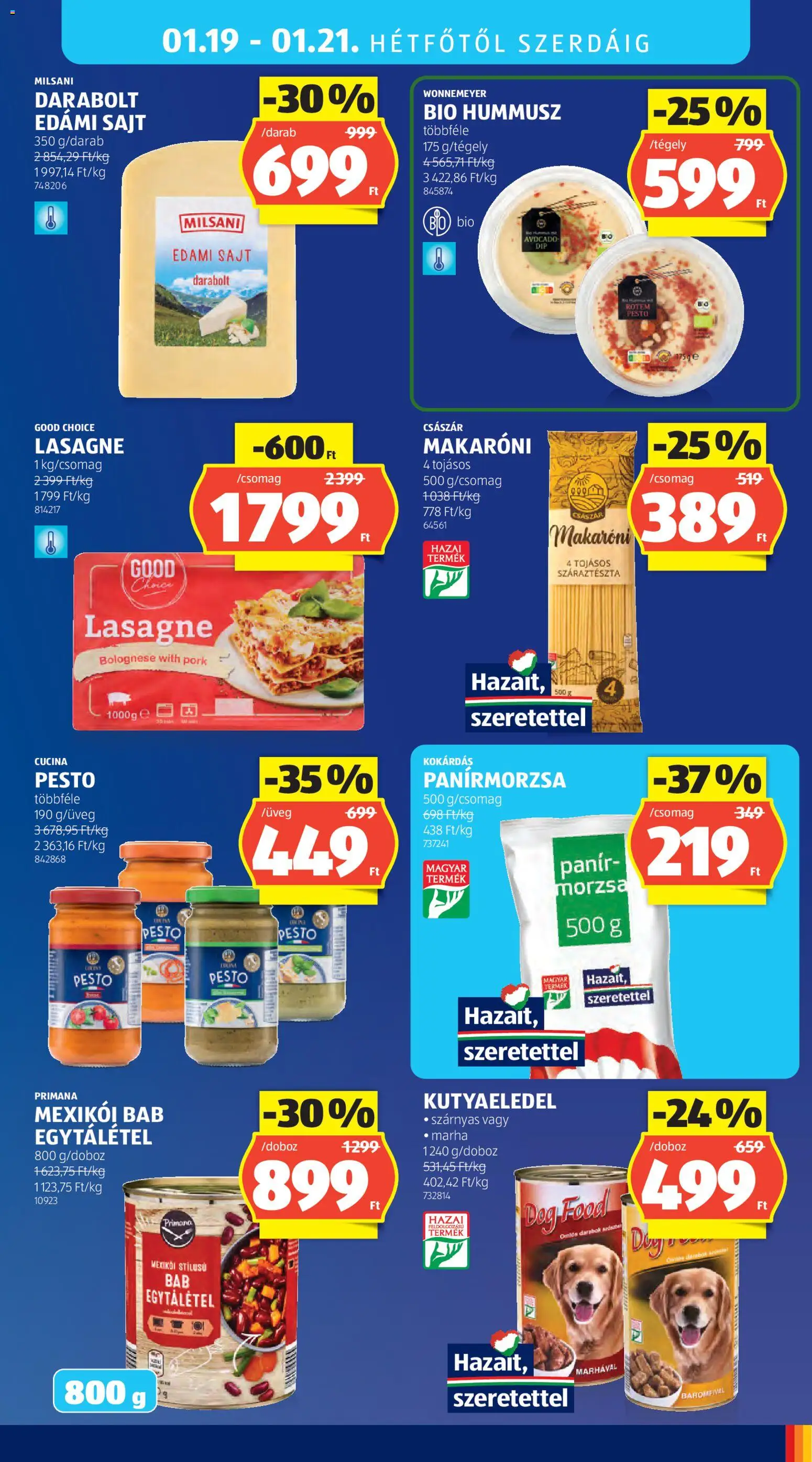 Aldi akciós ujság - amely érvényes a következő dátumtól: 15.01.2026 | Oldal: 33 | Termékek: Pesto, Kutyaeledel, Edami sajt, Panírmorzsa