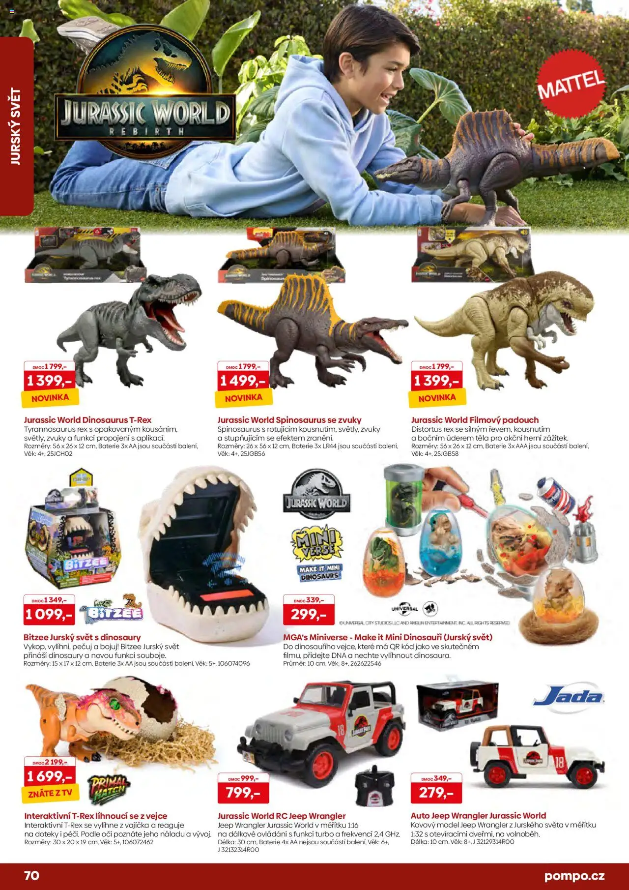 POMPO katalog Vánoce 2025 od 16.10.2025 | Strana: 70 | Produkty: Dinosaurus, Vejce, Tv, Baterie