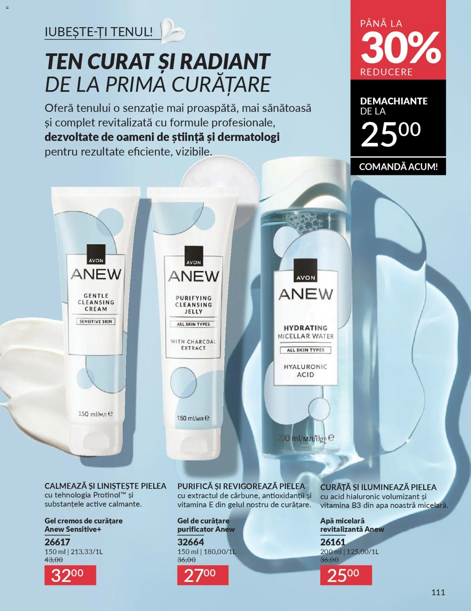 Noul catalog Avon – valabil de la 01.02.2026 | Pagină: 113 | Produse: Gel de curățare, Apă micelară, Apă