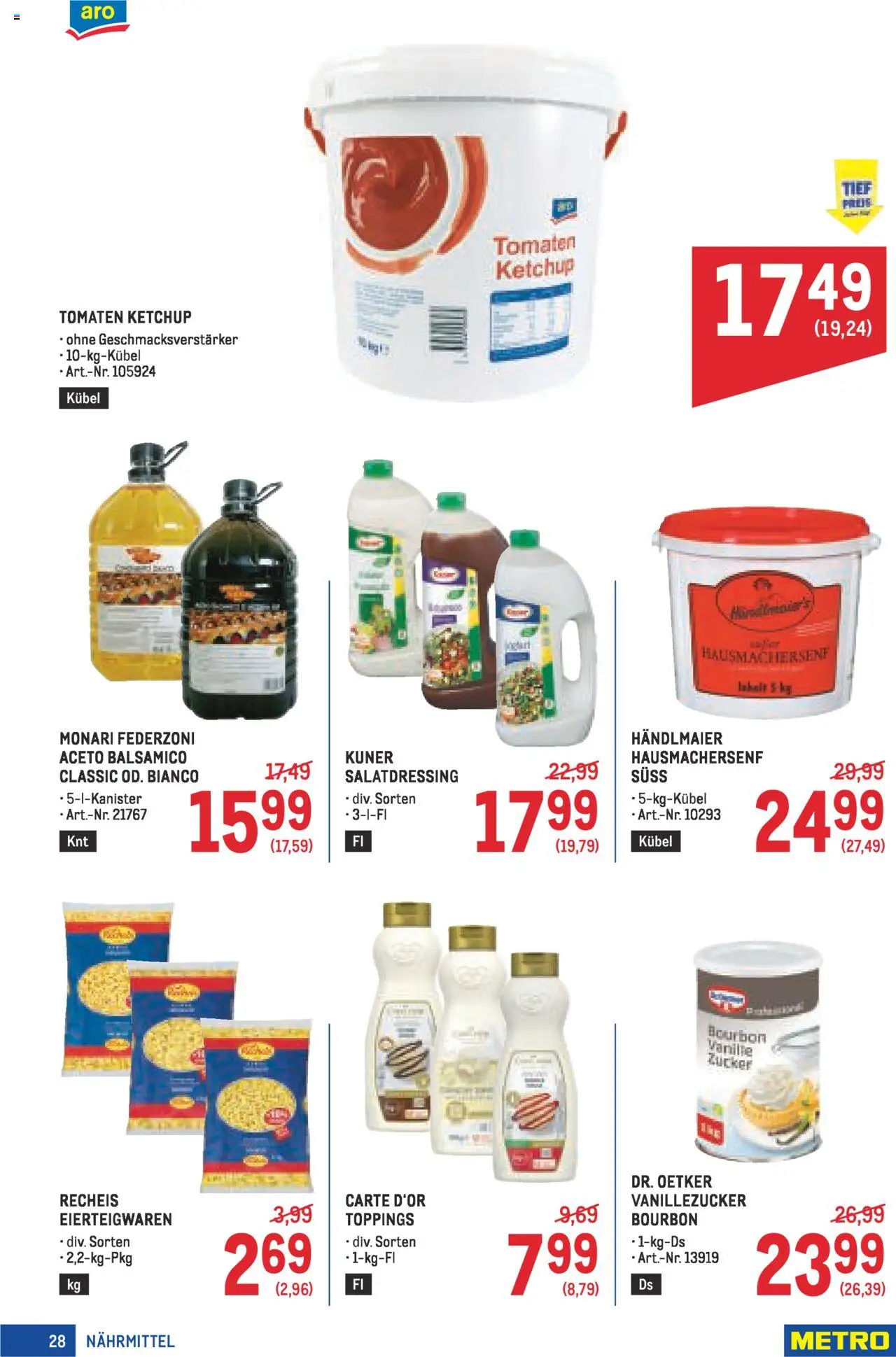 Metro angebote Profi gültig ab 02.10.2025 | Seite: 28 | Produkte: Ketchup, Zucker, Tomaten, Bourbon