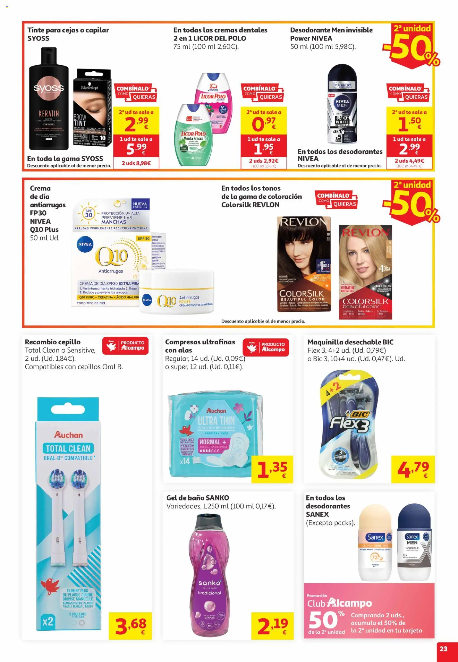 Alcampo Canarias │ válido desde el 05.05.2026 | Página: 23 | Productos: Desodorante, Gel de baño, Crema, Crema de día