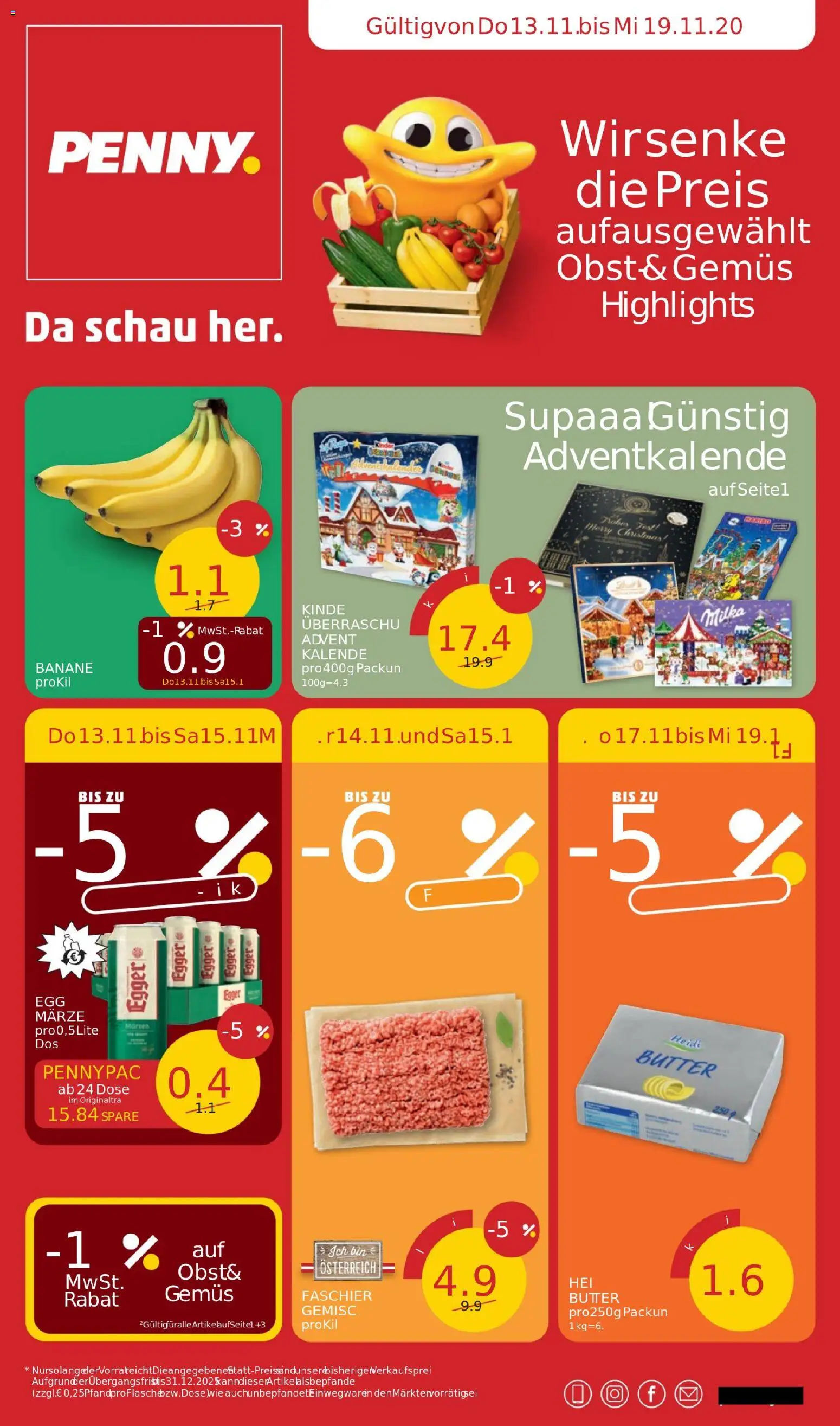 Penny Markt Flugblatt gültig ab 13.11.2025 | Seite: 1 | Produkte: Obst, Butter