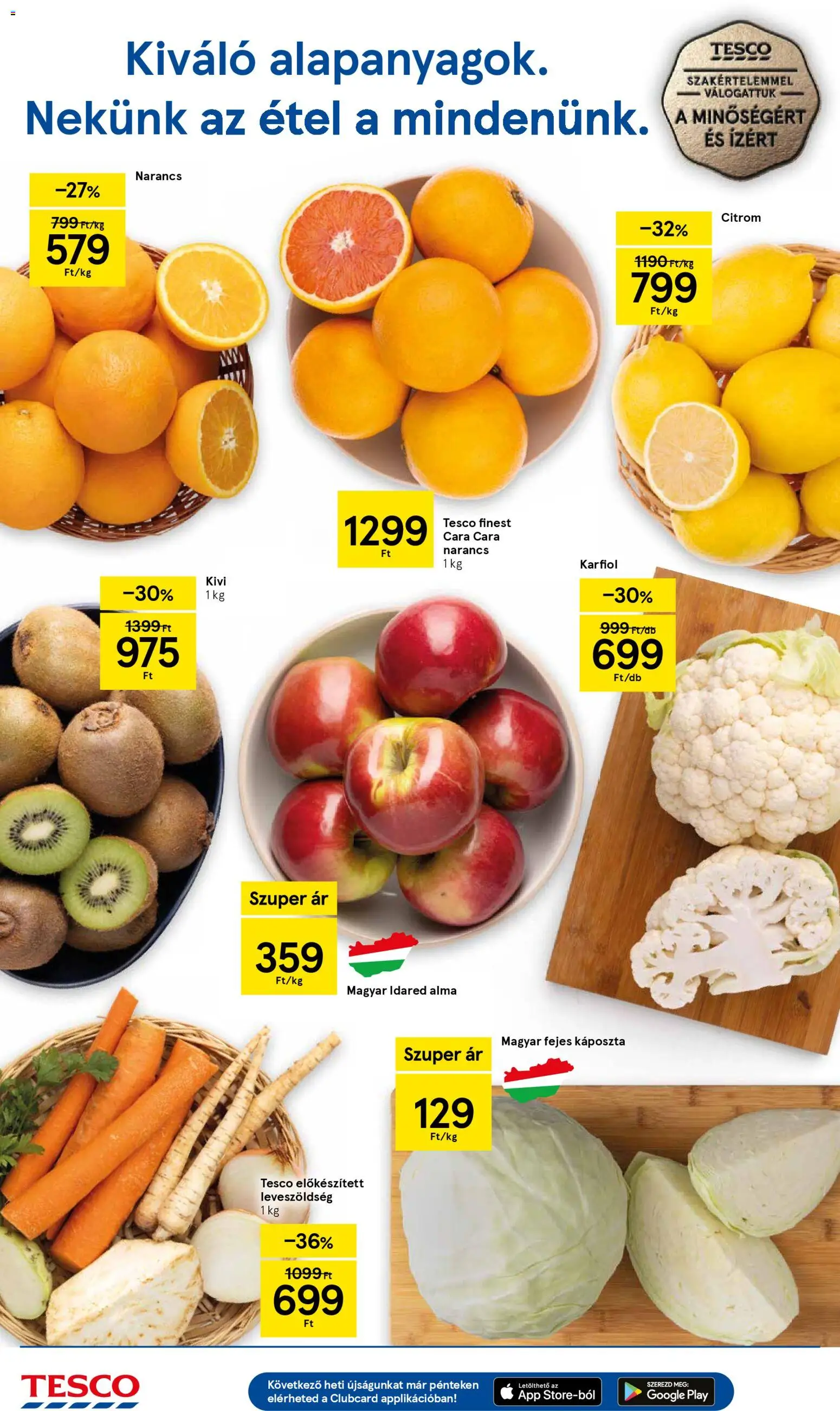 Tesco akciós ujság - amely érvényes a következő dátumtól: 18.12.2025 | Oldal: 2 | Termékek: Karfiol, Alma, Narancs, Citrom