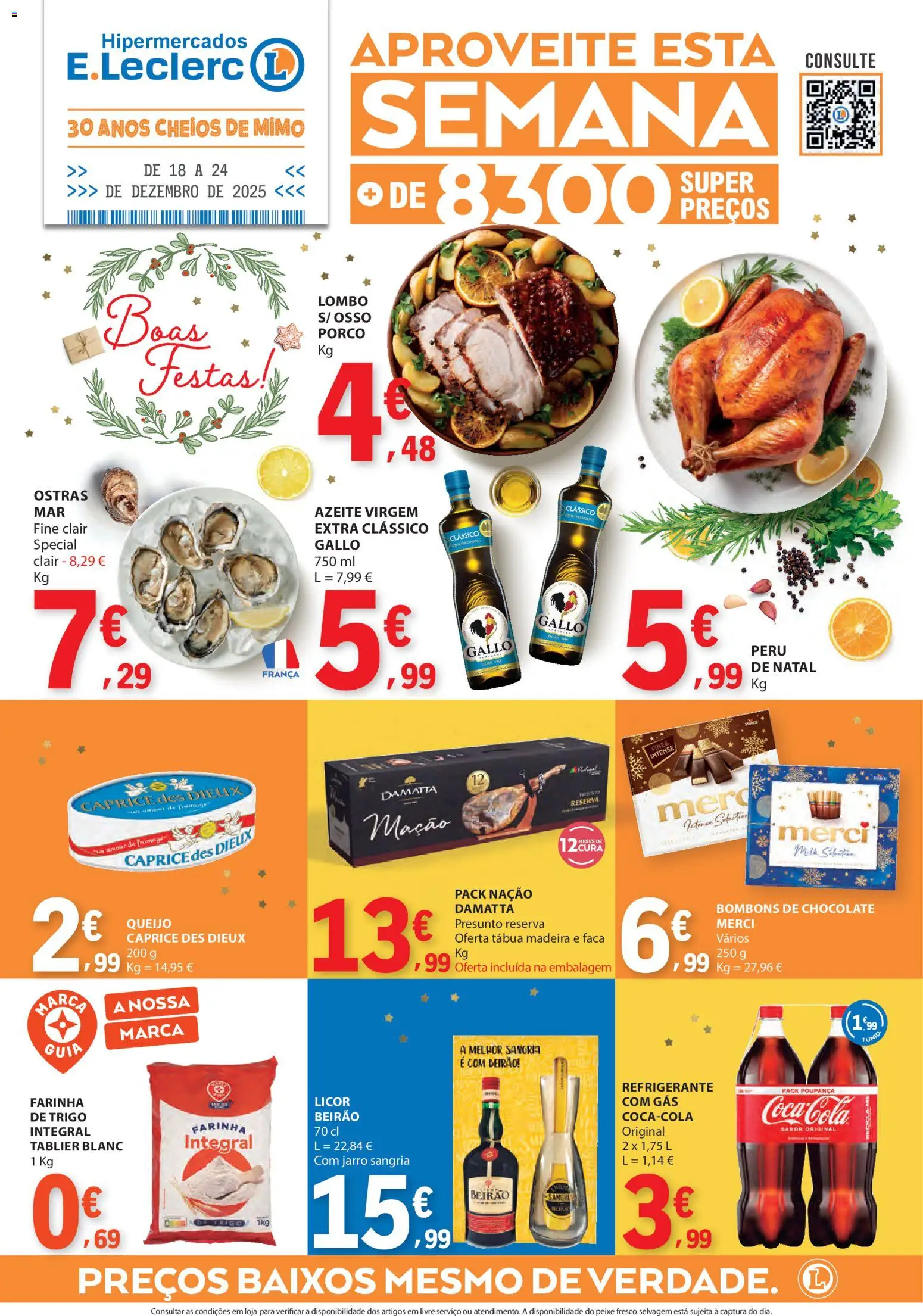 E.Leclerc folheto │ válido de 18.12.2025 | Página: 1 | Produtos: Tábua, Ostras, Licor, Chocolate