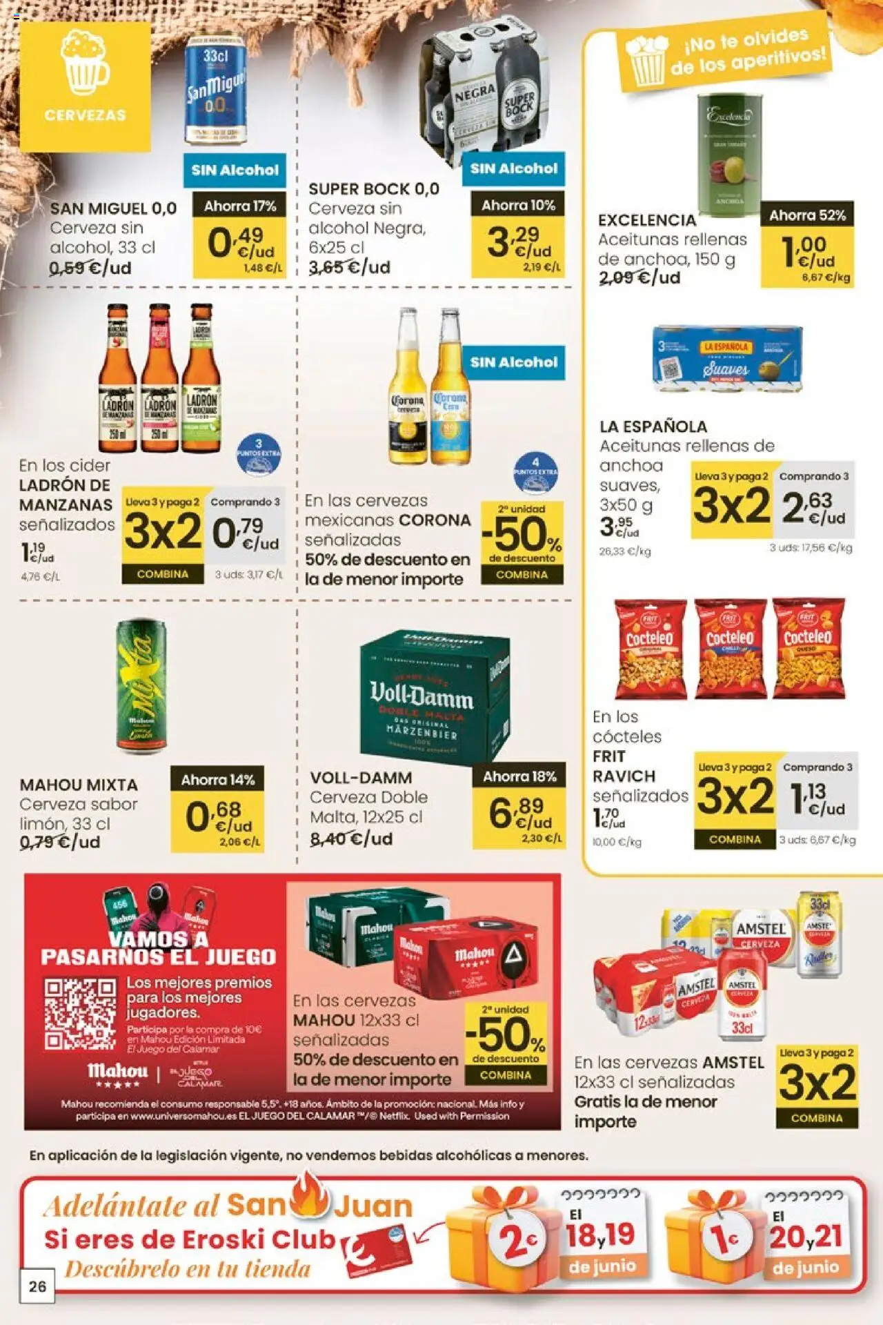 Eroski - Ofertones para conquistarte │ válido desde el 12.06.2025 | Página: 26 | Productos: Cerveza sin alcohol, Cerveza, Té, Anchoa