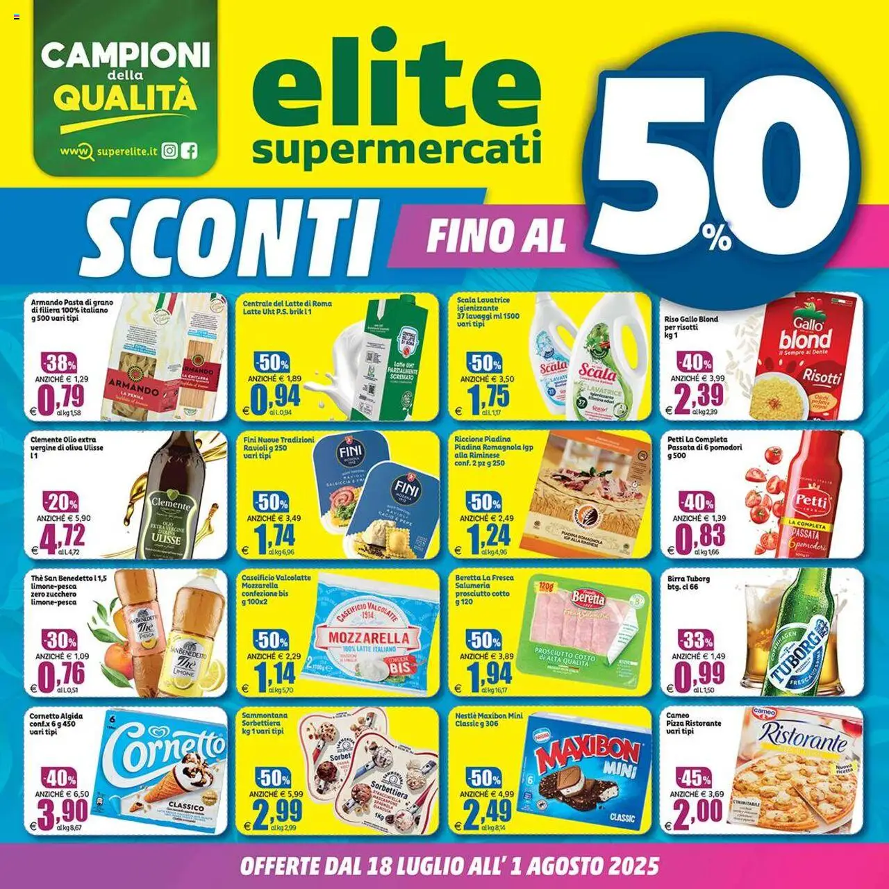Volantino Elite Supermercati del 18.07.2025 | Pagina: 1 | Prodotti: Pizza, Pepe, Limone, Stracciatella