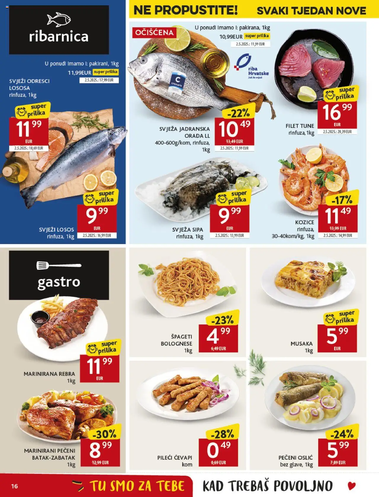 Konzum katalog | vrijedi od 22.10.2025 | Stranica: 16 | Proizvodi: Sipa, Špageti, Losos, Kozice
