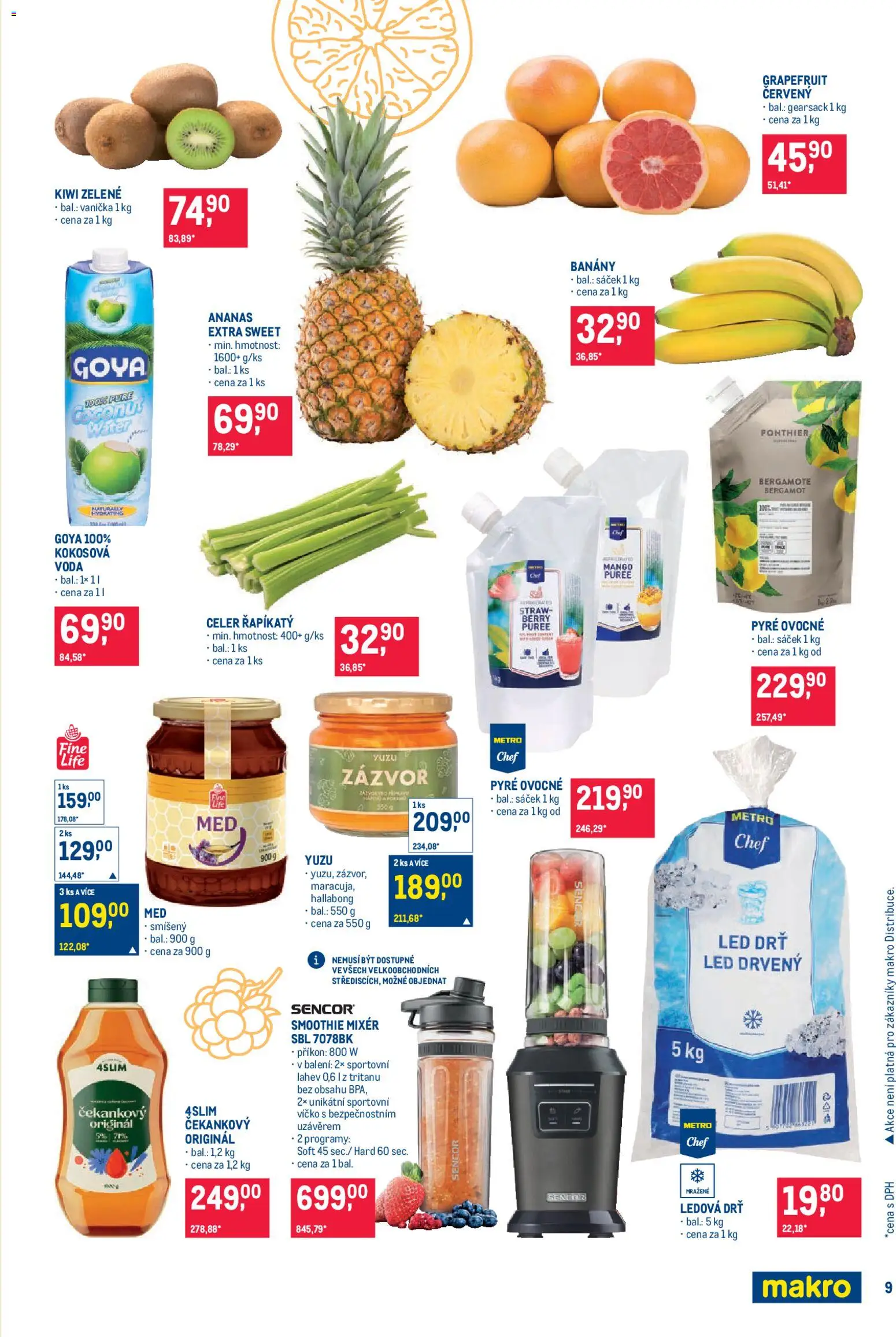 Makro leták - Pro milovníky jídla od 28.01.2026 | Strana: 9 | Produkty: Voda, Banány, Kiwi, Smoothie mixer
