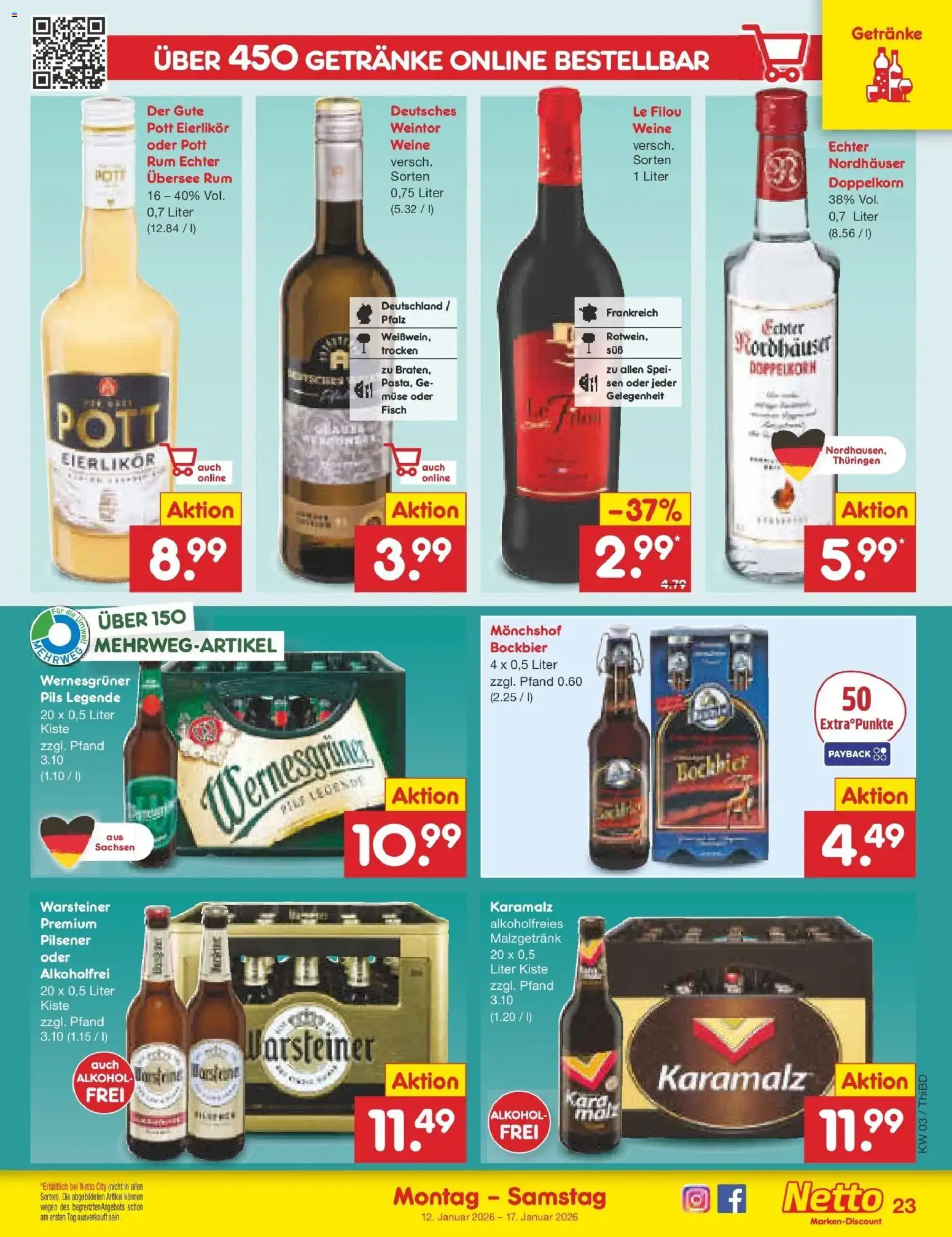 Netto Marken-Discount prospekt Thiendorf	 – gültig ab 12.01.2026 | Seite: 27 | Produkte: Le filou, Rum, Pils, Fisch