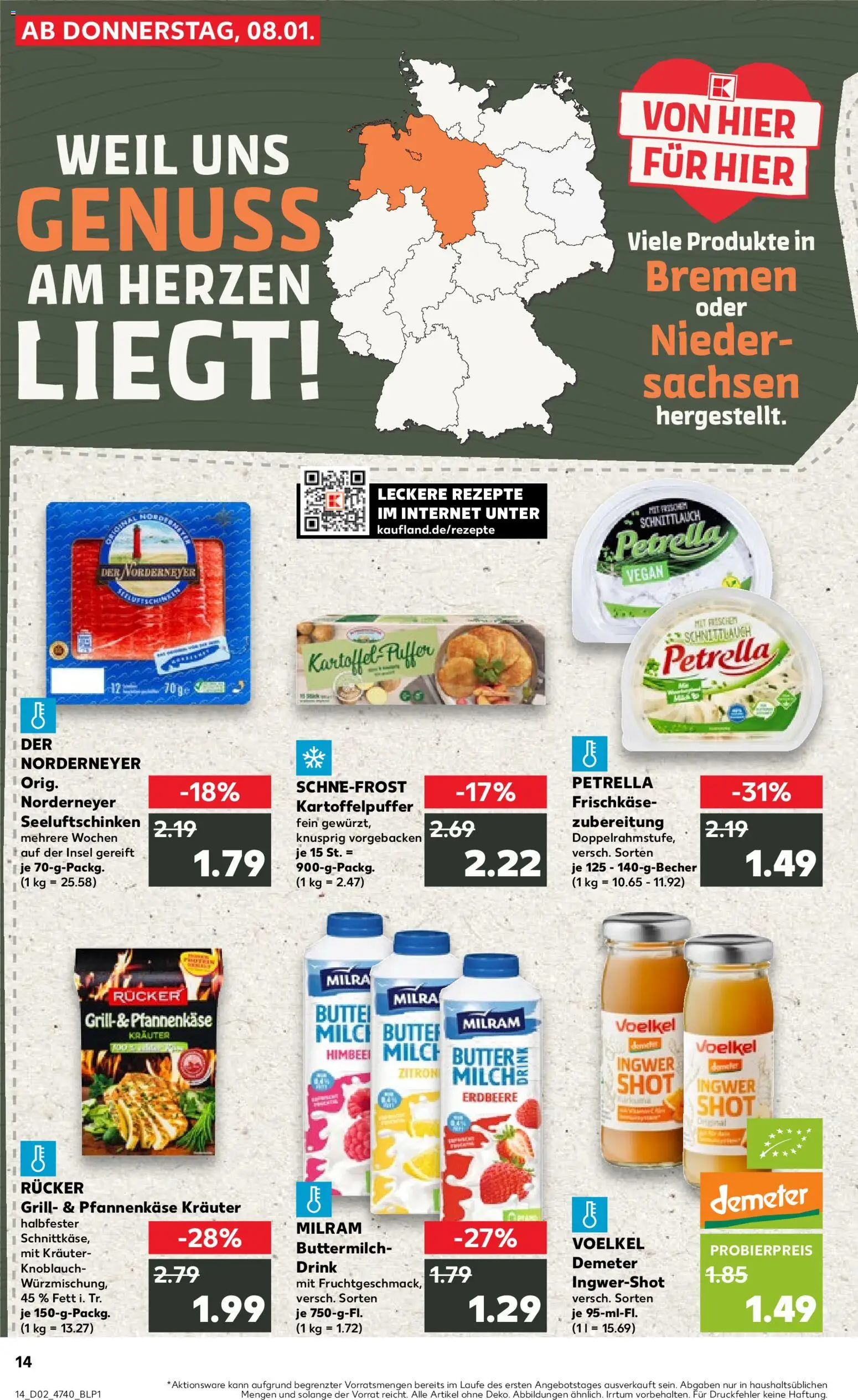 Kaufland prospekt Hannover	 – gültig ab 08.01.2026 | Seite: 14 | Produkte: Grill, Milch, Butter, Knoblauch