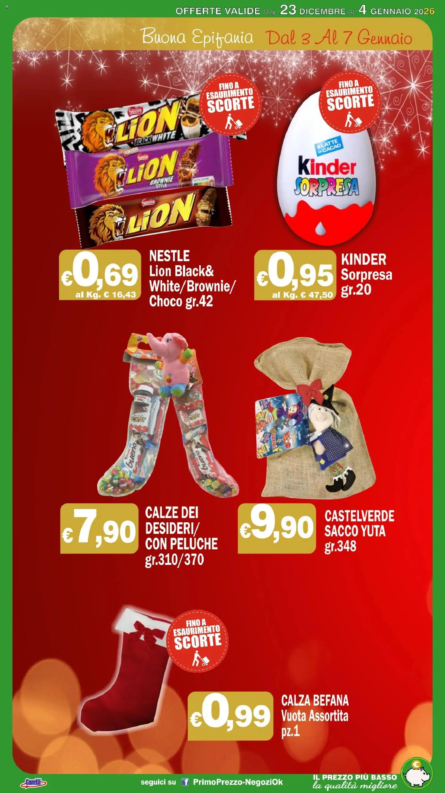 Volantino Primo Prezzo del 23.12.2025 | Pagina: 20 | Prodotti: Peluche, Latte, Nutella, Cacao