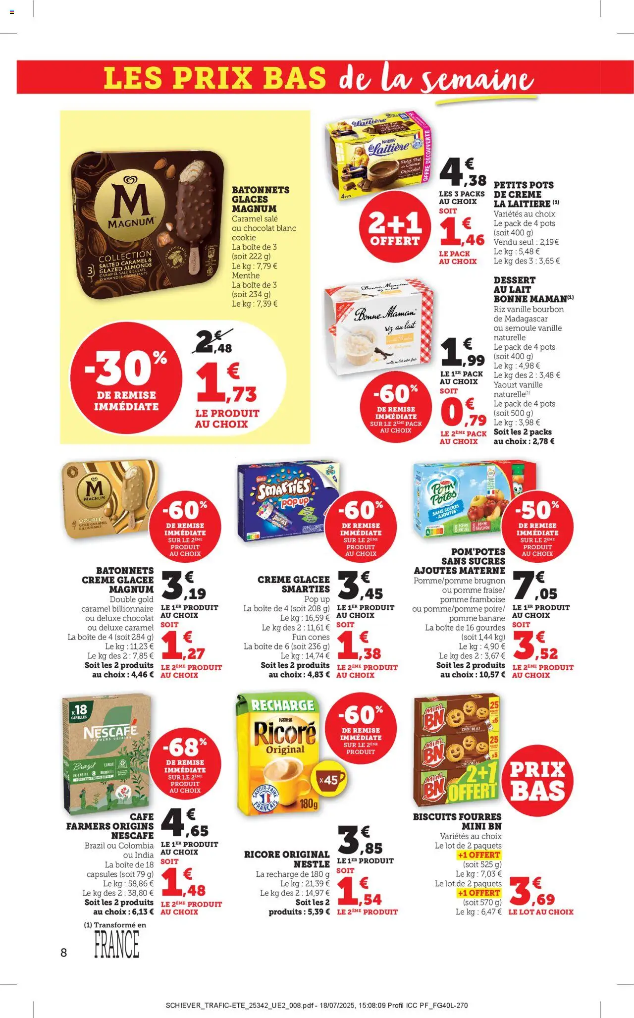  | Page: 8 | Produits: Glaces, Framboise, Yaourt, Chocolat