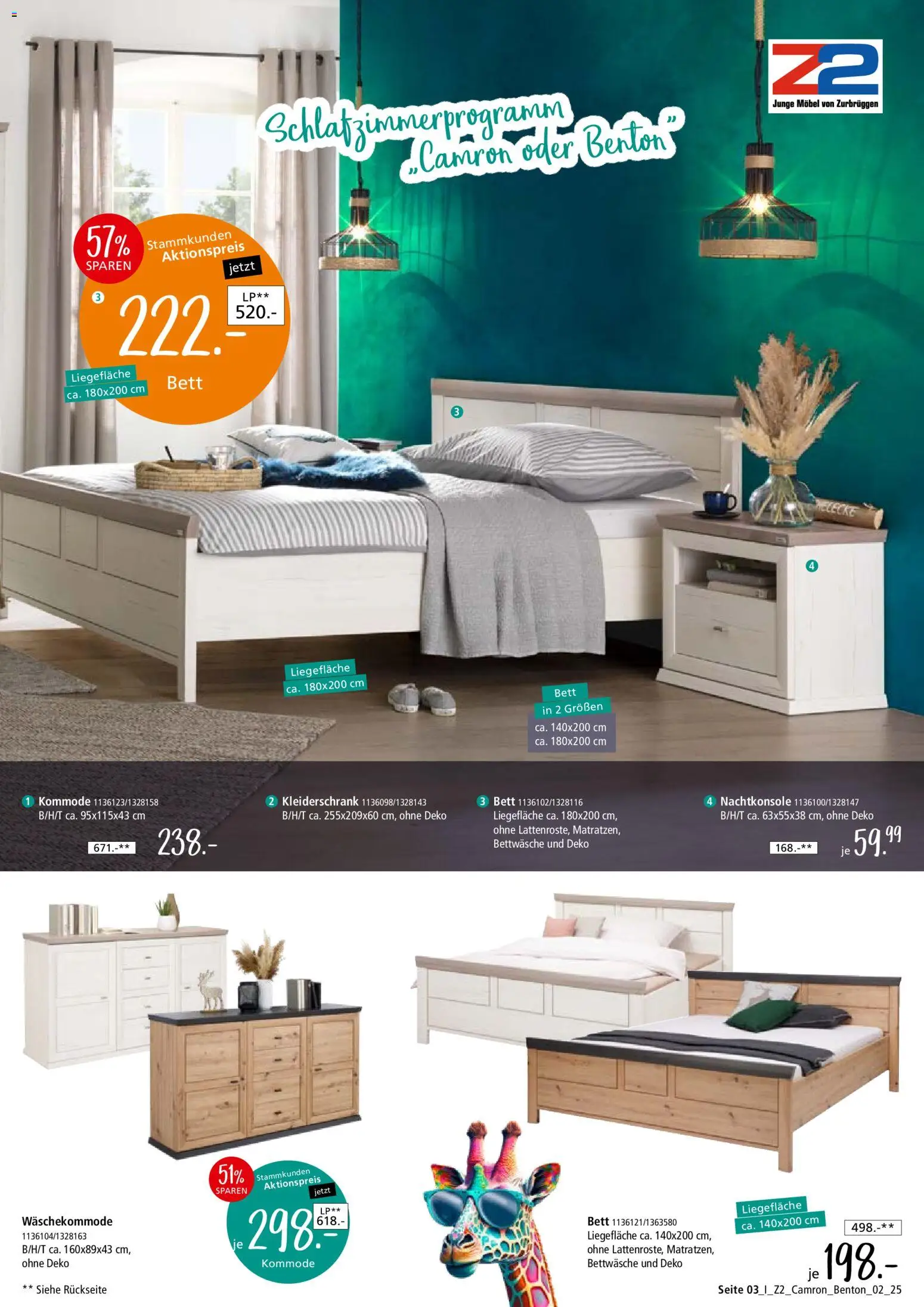 Zurbrüggen Z2 - Camron & Benton – gültig ab 07.01.2026 | Seite: 3 | Produkte: Bett, Kleiderschrank, Kommode, Bettwäsche