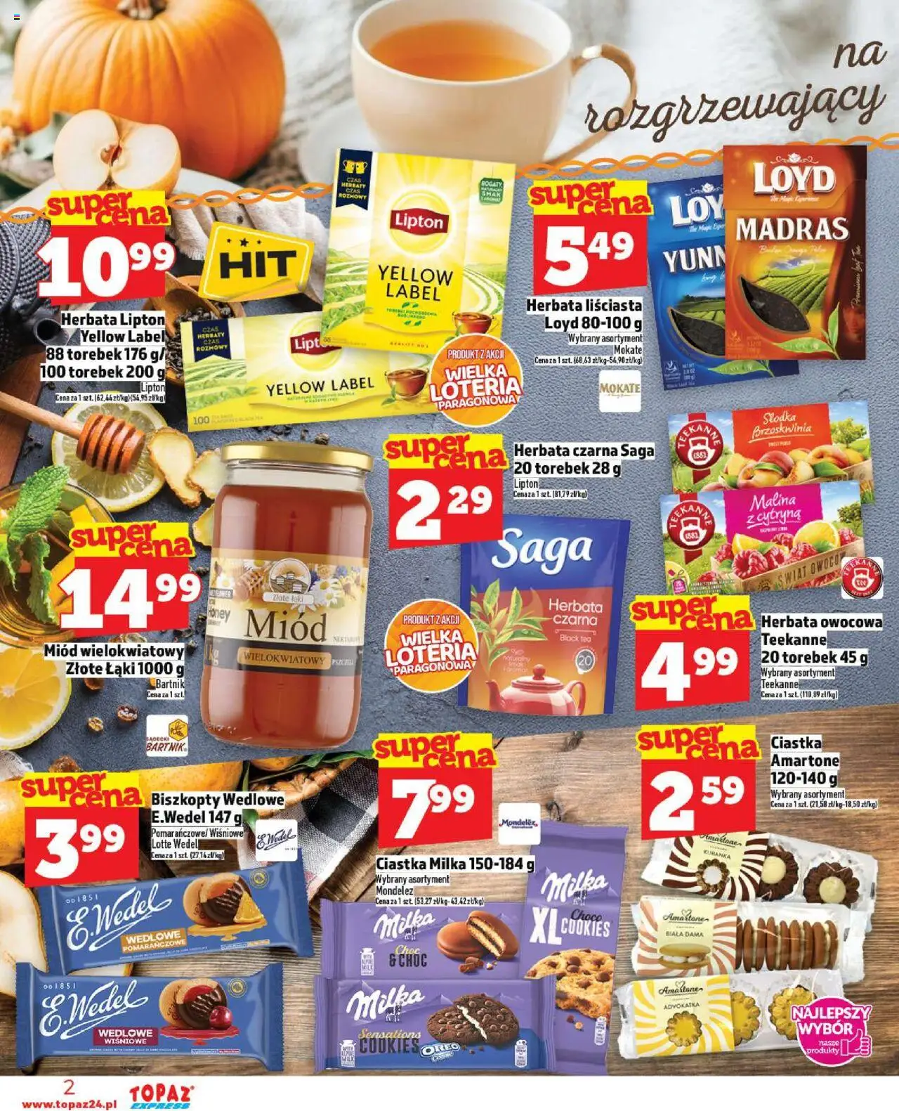Topaz Gazetka - Express od 09.10.2025 | Strona: 2 | Produkty: Cytryna, Malina, Milka, Herbata