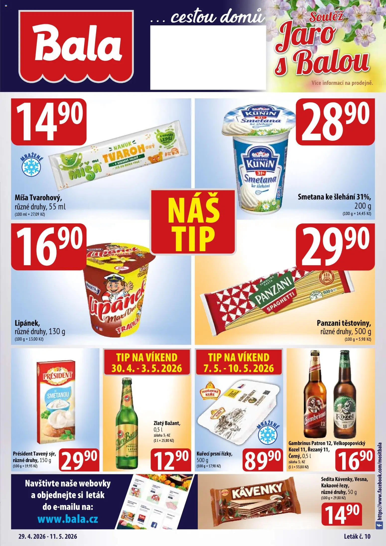 BALA velký leták + od 29.04.2026 | Strana: 1 | Produkty: Smetana, Kozel, Smetana ke šlehání, Gambrinus