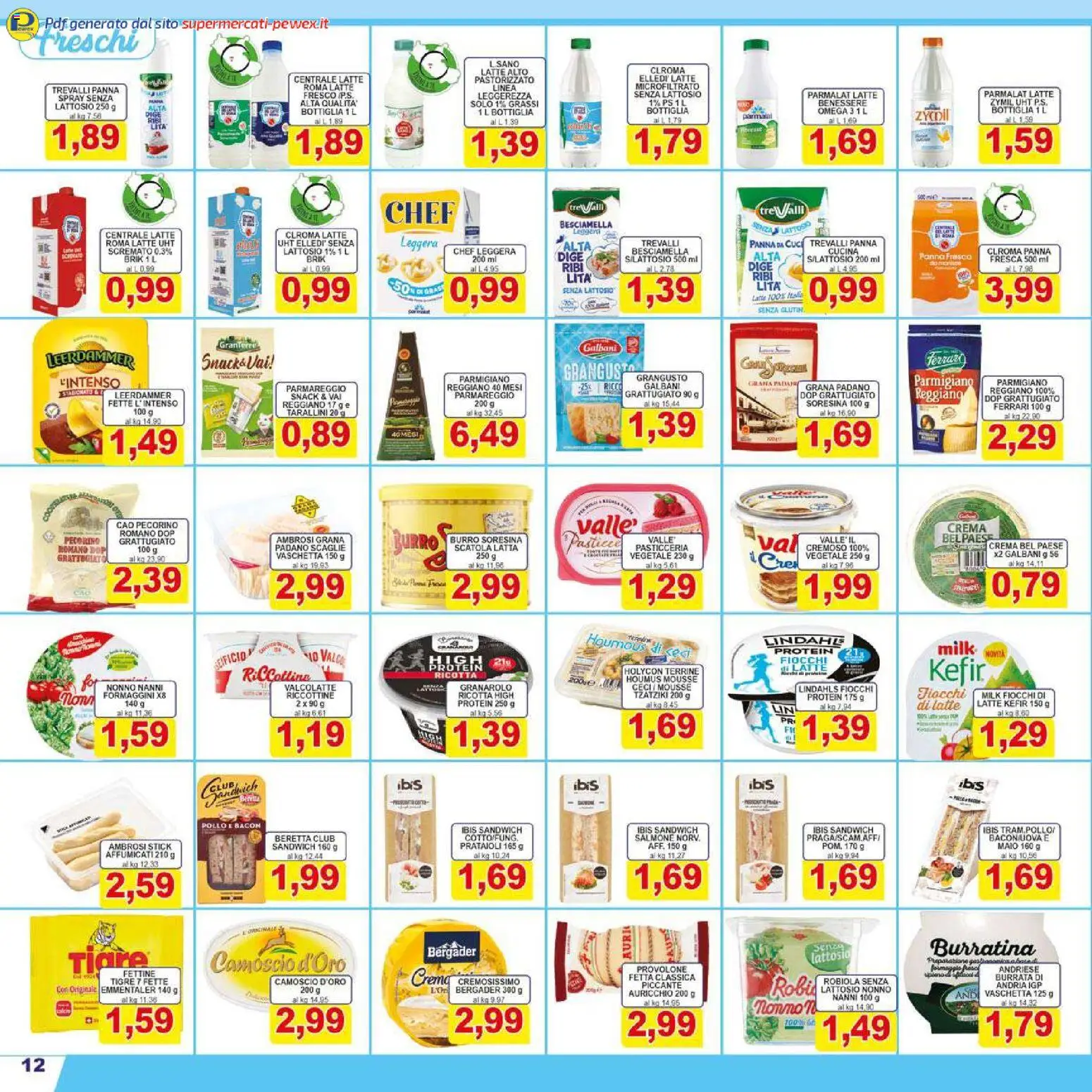 Volantino Pewex del 26.01.2026 | Pagina: 12 | Prodotti: Pollo, Fiocchi, Latte, Robiola