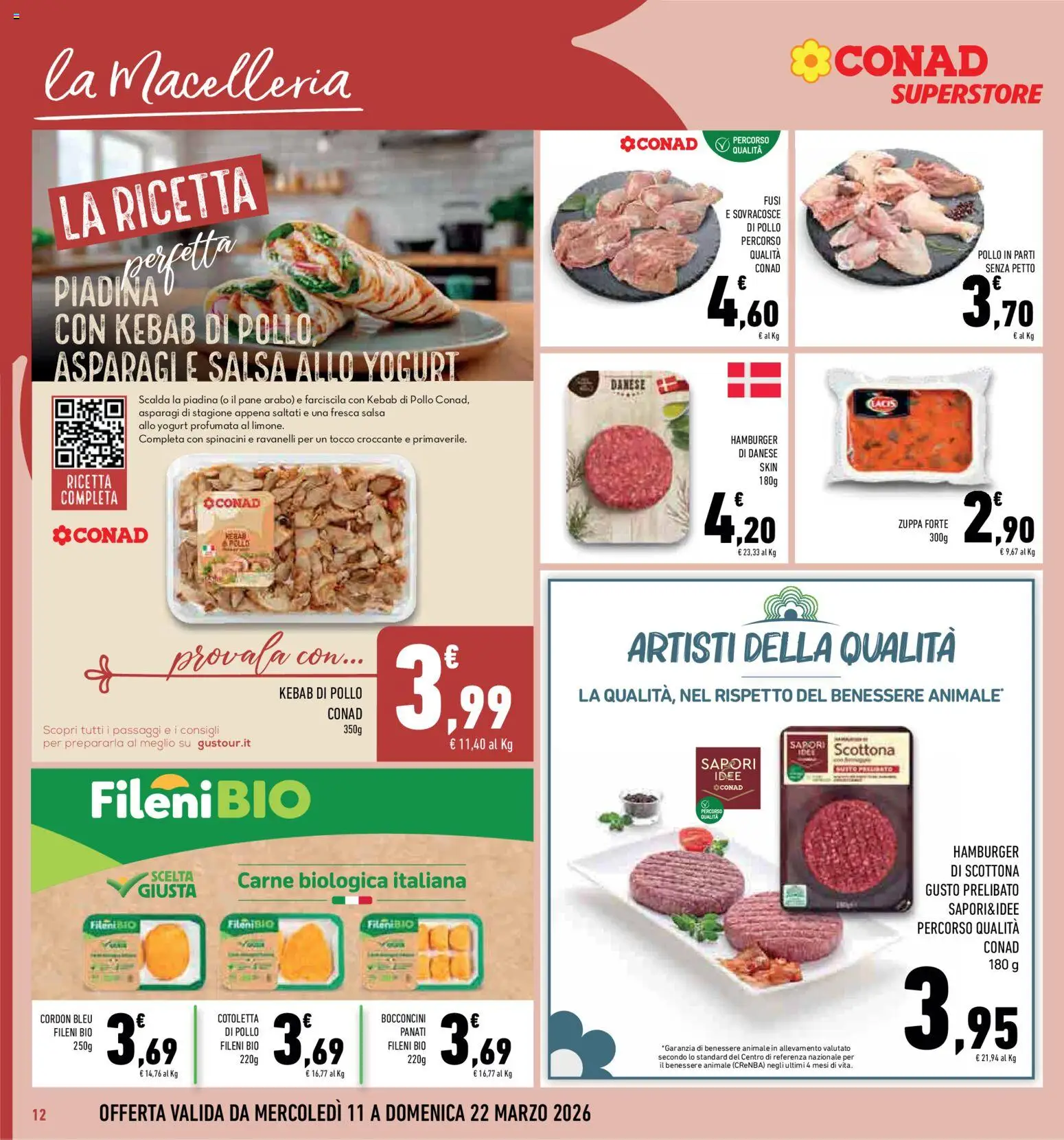 Volantino Conad del 11.03.2026 | Pagina: 12 | Prodotti: Pane, Pollo, Piadina, Asparagi