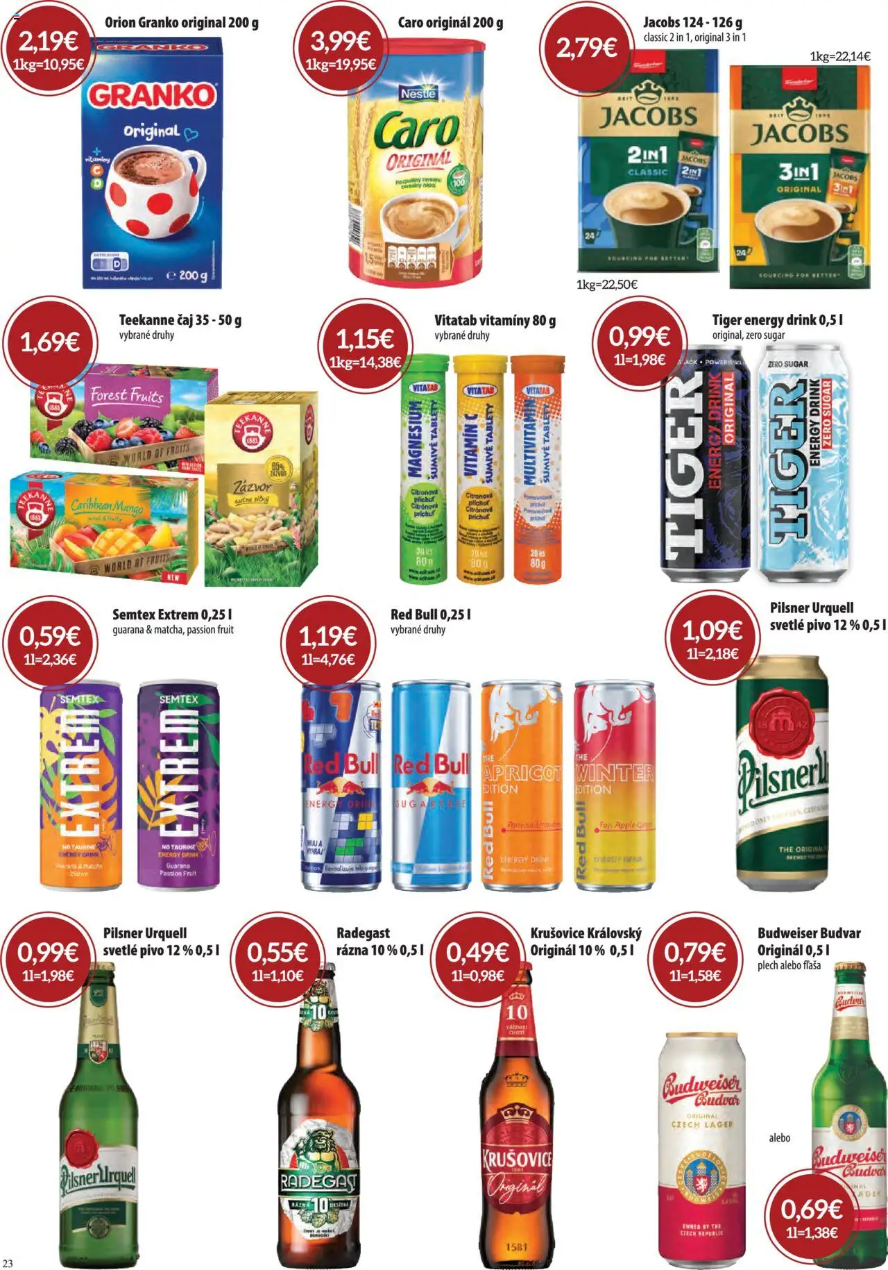 Nové CBA Komfos akcie – leták je platný od 02.10.2025 | Strana: 23 | Produkty: Tablet, Pivo, Budvar, Granko