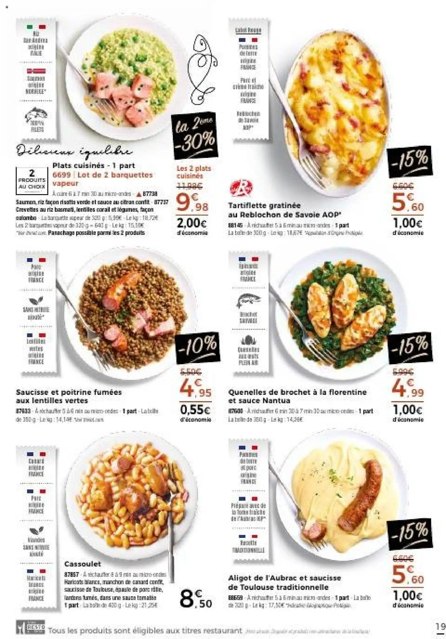 {H1} | Page: 19 | Produits: Aligot, Tartiflette, Saucisse, Riz