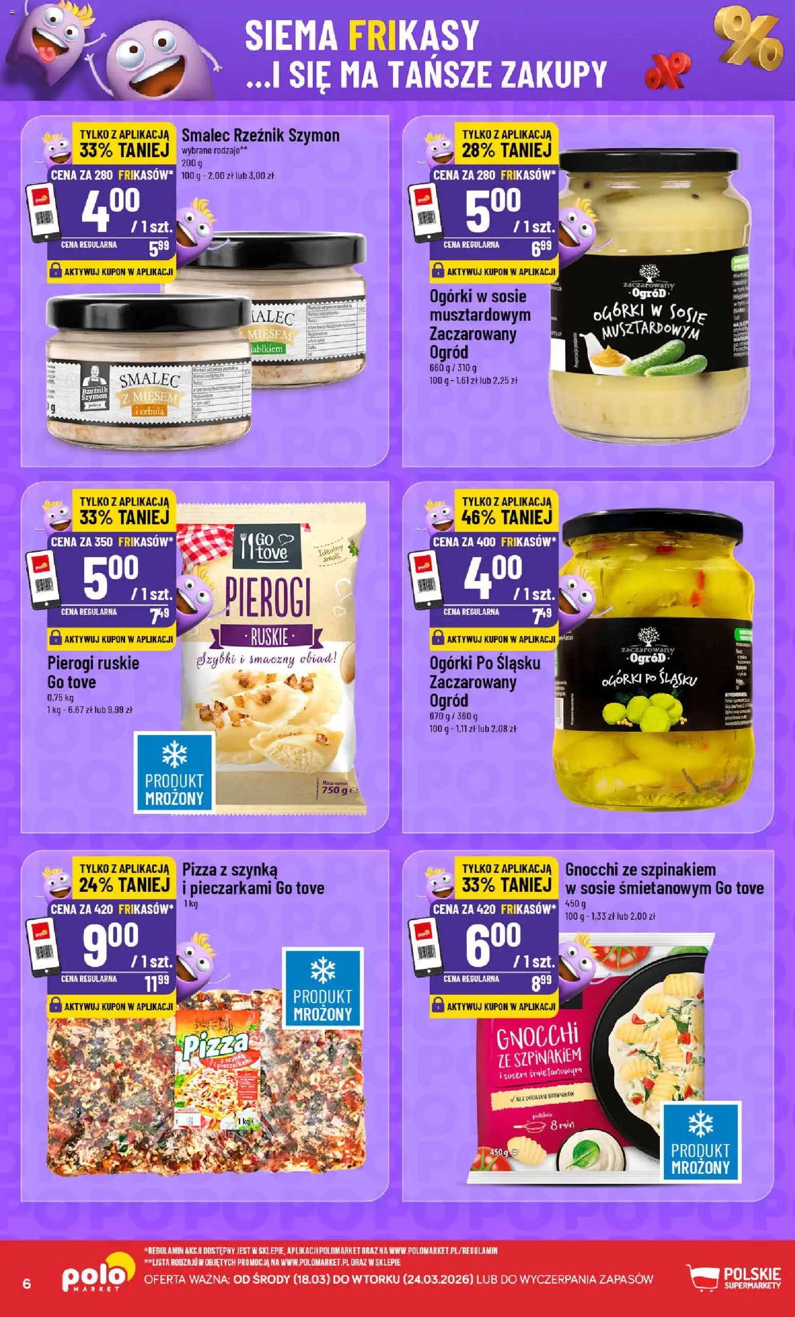 POLOmarket gazetka - Frikasowe Hity od 18.03.2026 | Strona: 6 | Produkty: Pierogi, Gnocchi, Pizza, Ogórki