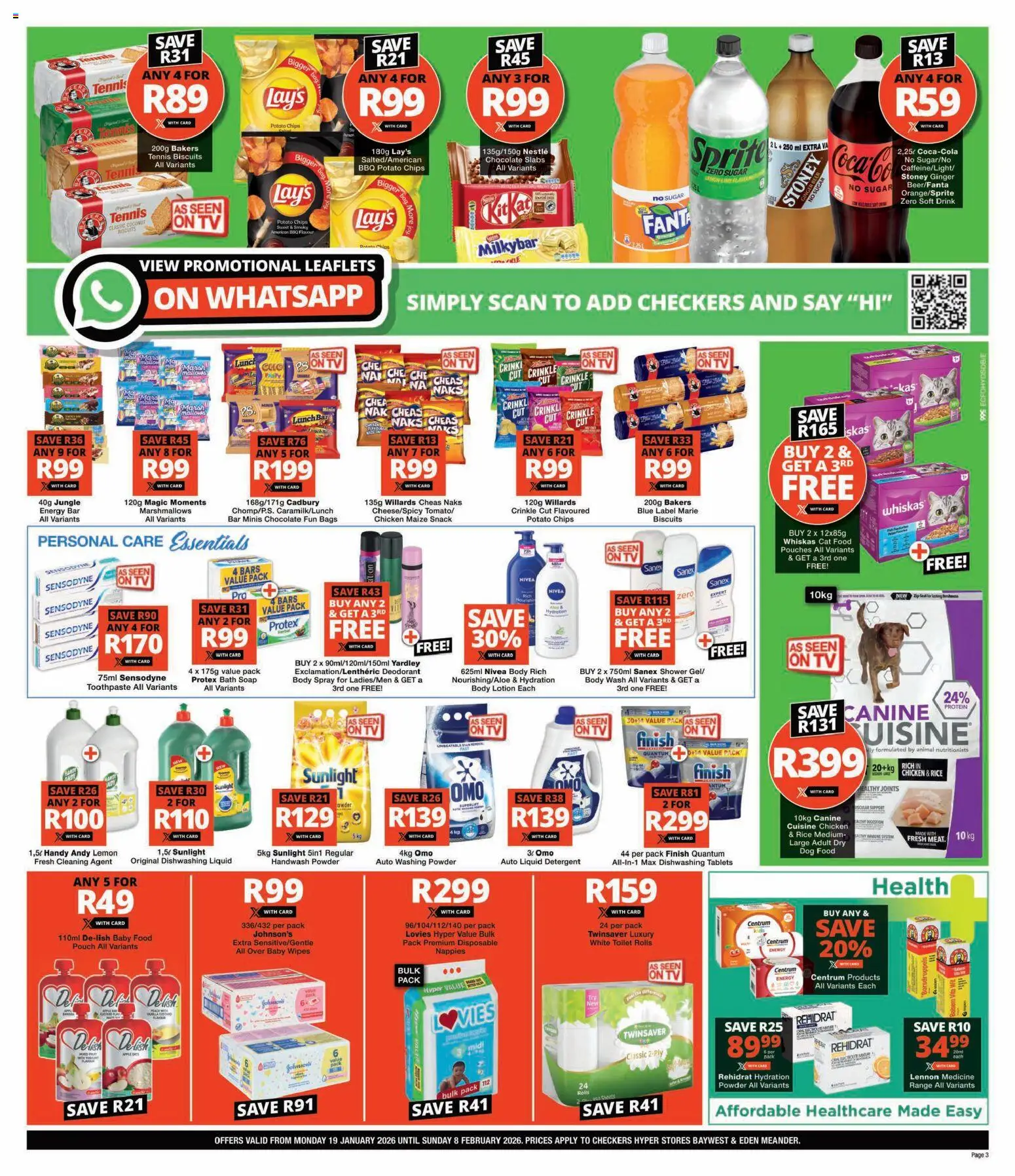 New Checkers catalogue – valid from 19.01.2026 | Page: 3 | Products: Rice, Nappies, Lemon, Dishwashing liquid