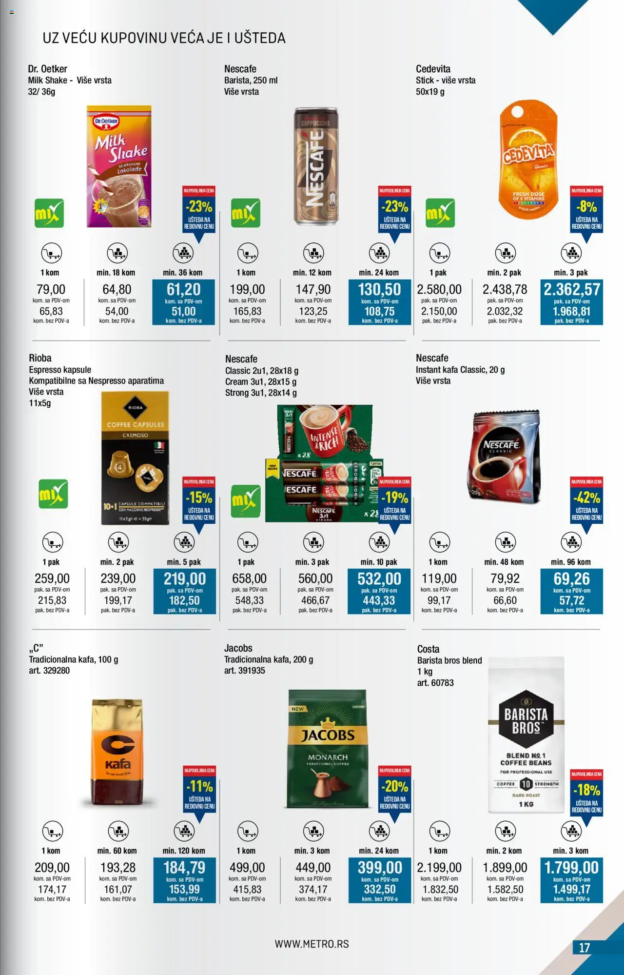 Metro katalog - važi od 01.06.2025 | Strana: 17 | Proizvode: Instant kafa, Cedevita, Dr. Oetker, Kafa
