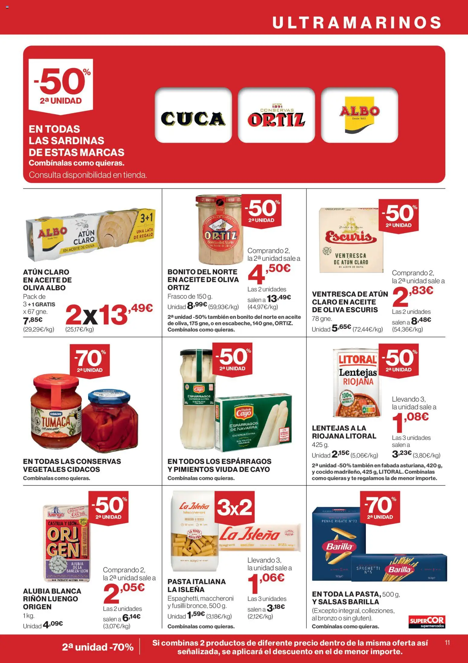 Supercor Canarias │ válido desde el 12.03.2026 | Página: 11 | Productos: Pasta, Té, Aceite de oliva, Atún claro
