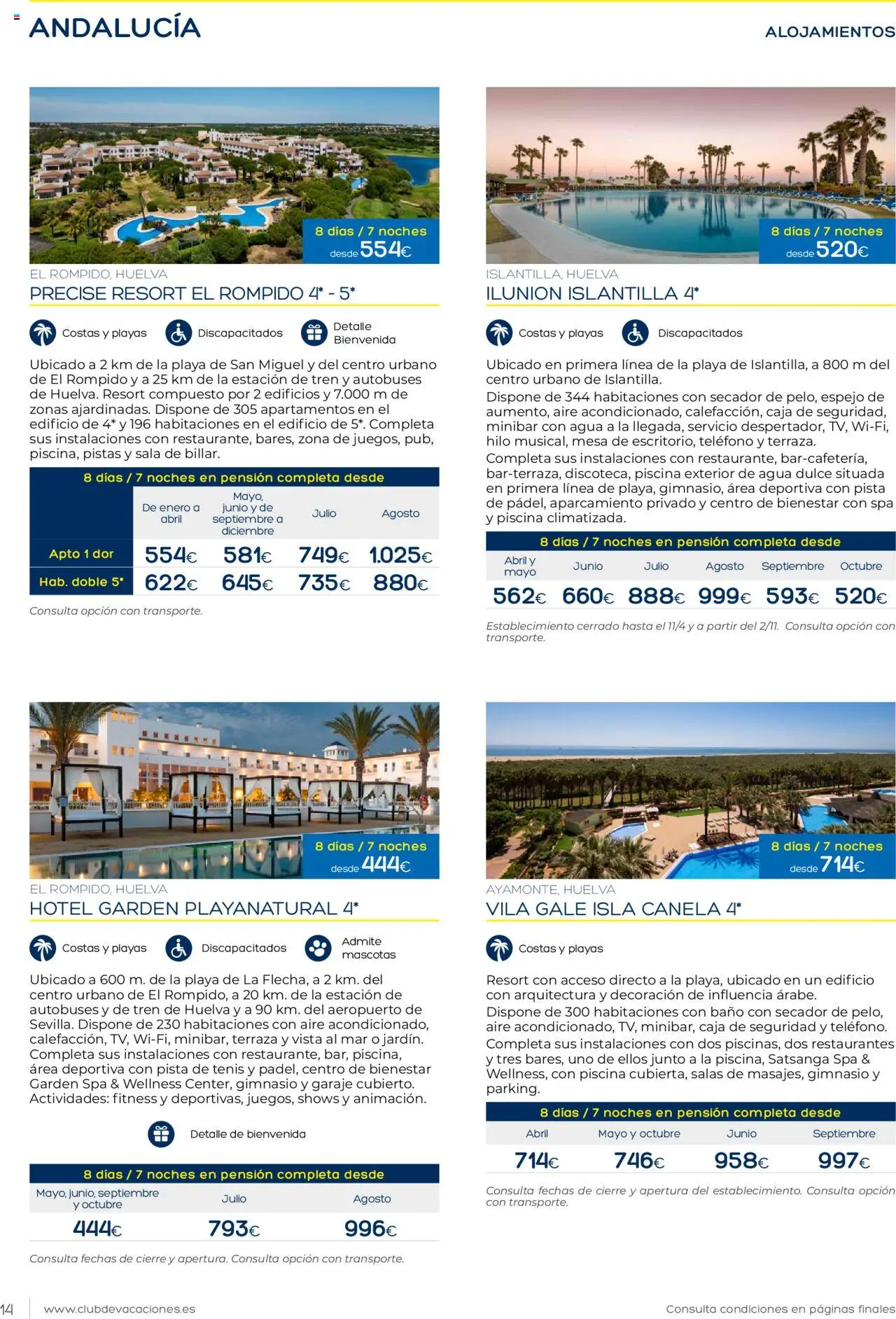 Viajes El Corte Inglés Club de Vacaciones │ válido desde el 01.01.2025 | Página: 14 | Productos: Teléfono, Mesa, Caja, Baño
