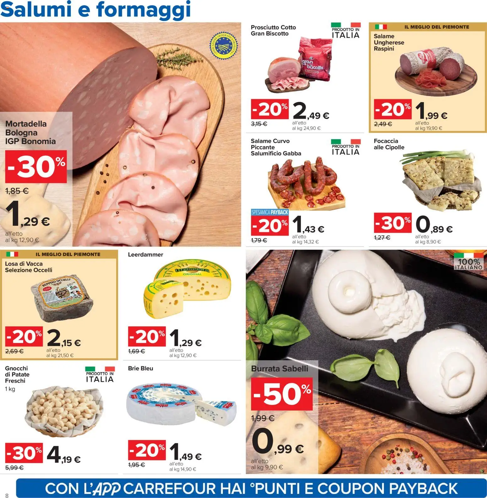 Volantino Carrefour del 13.03.2026 | Pagina: 8 | Prodotti: Prosciutto Cotto, Focaccia, Patate, Prosciutto