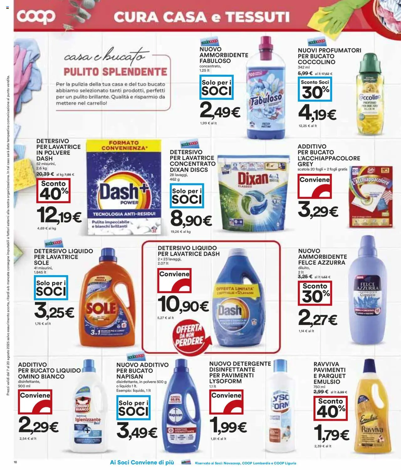 Volantino COOP del 07.08.2025 | Pagina: 18 | Prodotti: Ammorbidente, Lavatrice, Carrello, Scatola