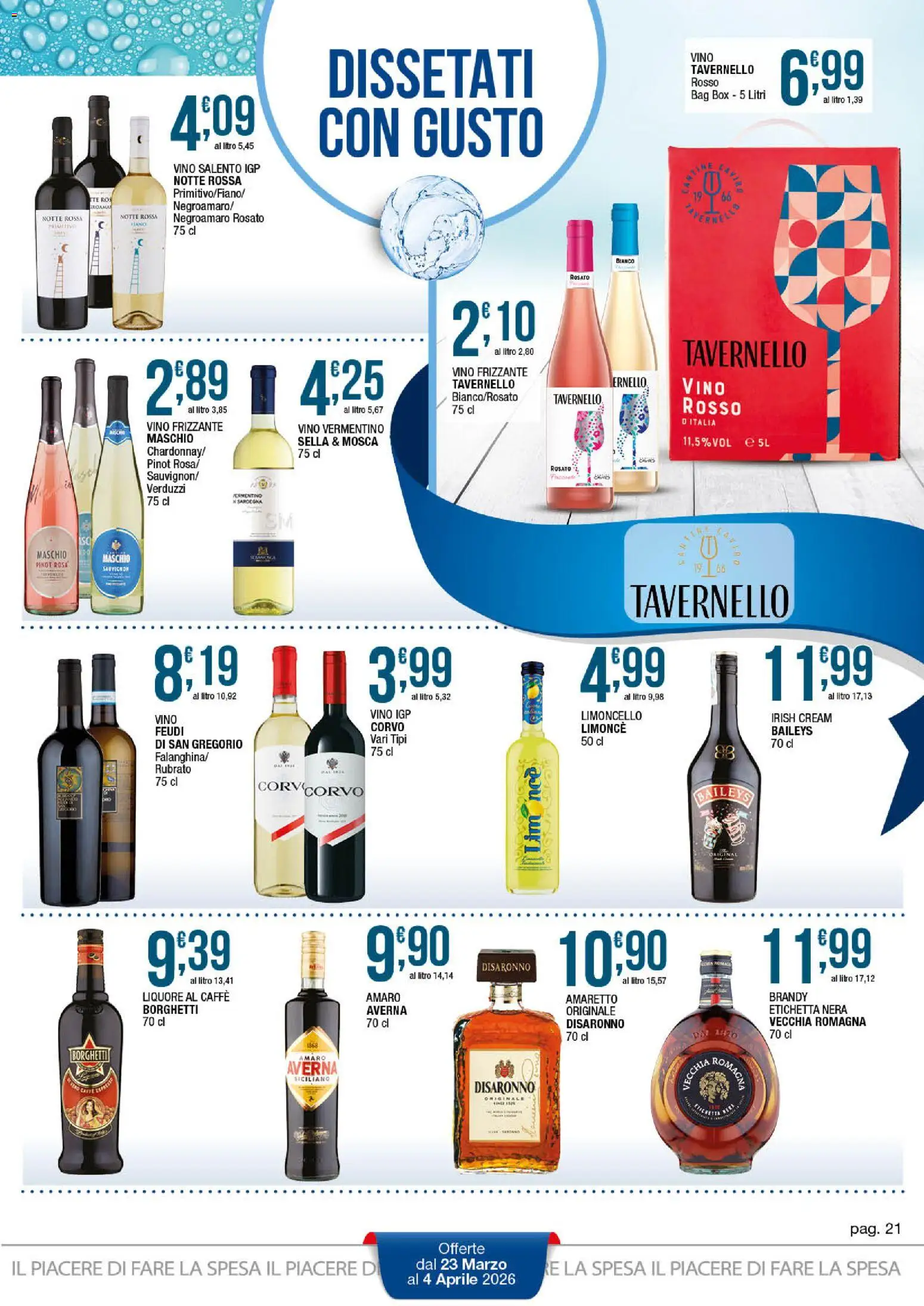 Volantino Sidis del 23.03.2026 | Pagina: 21 | Prodotti: Limoncello, Liquore, Brandy, Amaro