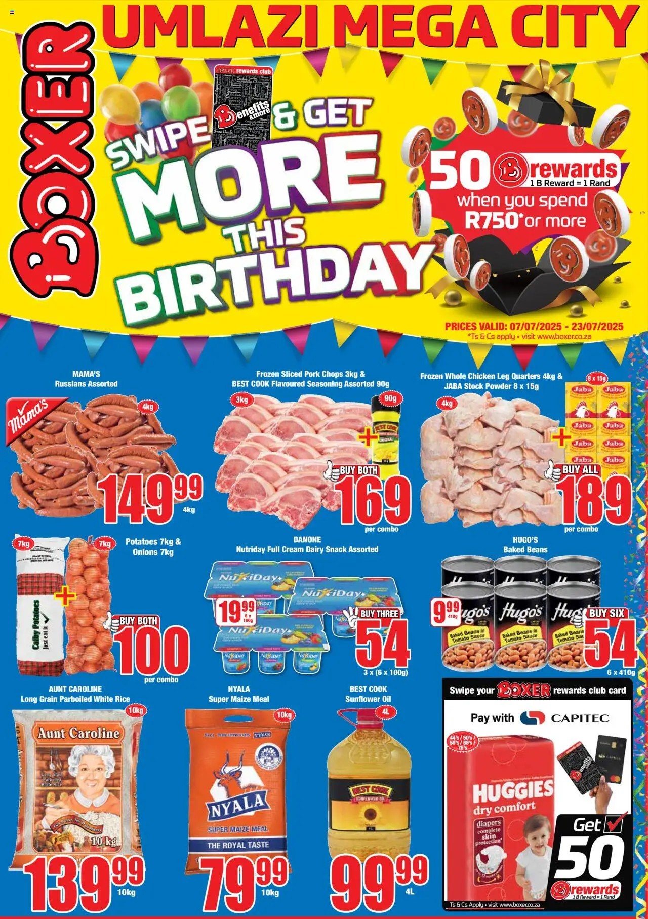 Boxer KwaZulu-Natal - Umlazi Mega City Promotions │ valid from 07.07.2025 | Page: 1 | Products: Maize meal, Chicken, Pork, Cream