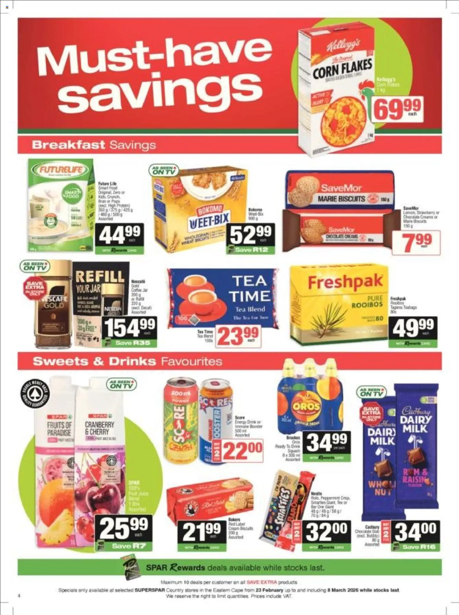 New Spar catalogue – valid from 23.02.2026 | Page: 21 | Products: Sweets, Corn, Biscuits, Tea