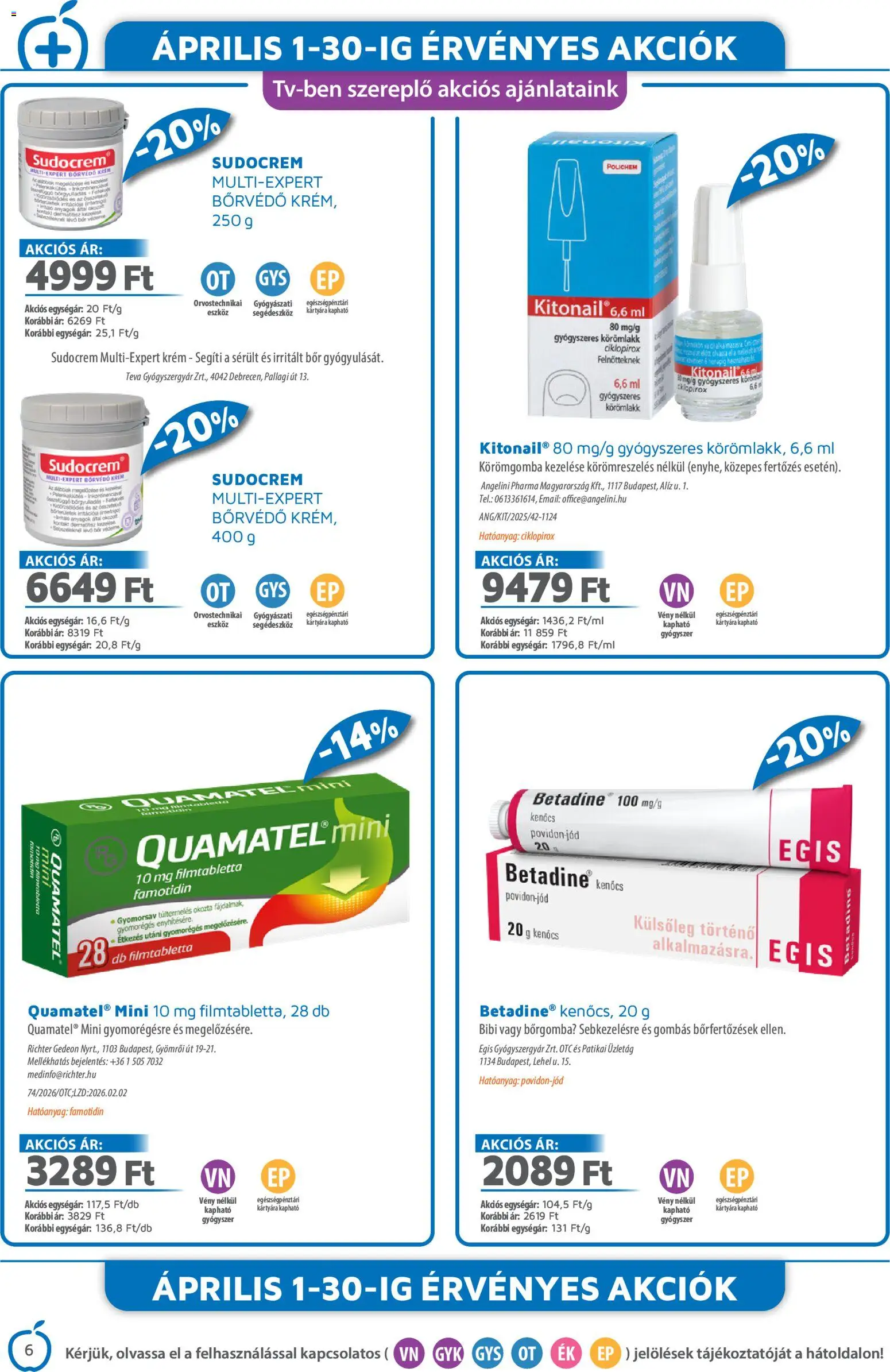 Alma Gyógyszertárak akciós ujság - amely érvényes a következő dátumtól: 01.04.2026 | Oldal: 6 | Termékek: Körömlakk, Bor