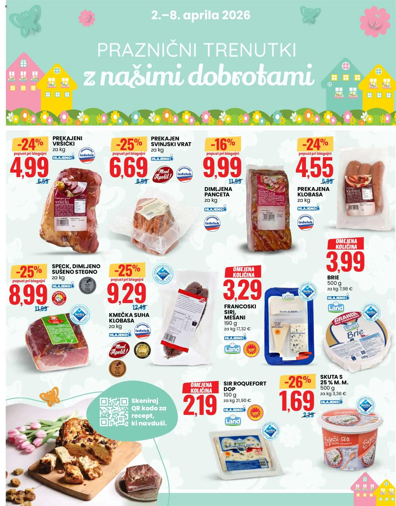 Novi Eurospin katalog ponudbe – veljaven od 02.04.2026 | Stran: 2 | Izdelki: Panceta, Sir, Skuta