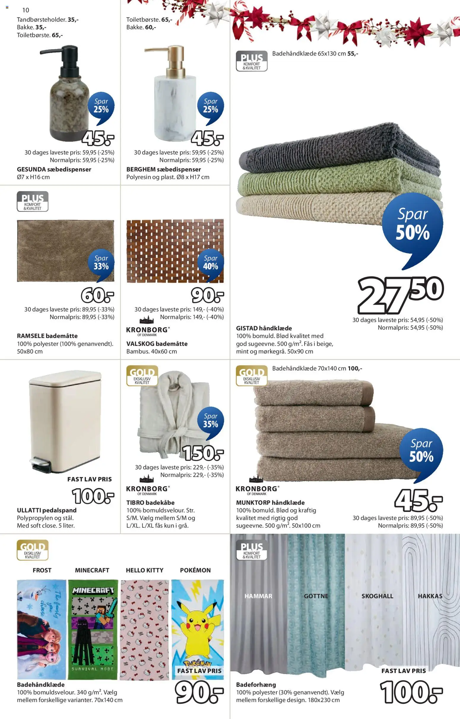 JYSK tilbudsavis – gyldig fra 17.12.2025 | Side: 10 | Produkter: Håndklæde, Badekåbe, Badeforhæng, Bademåtte