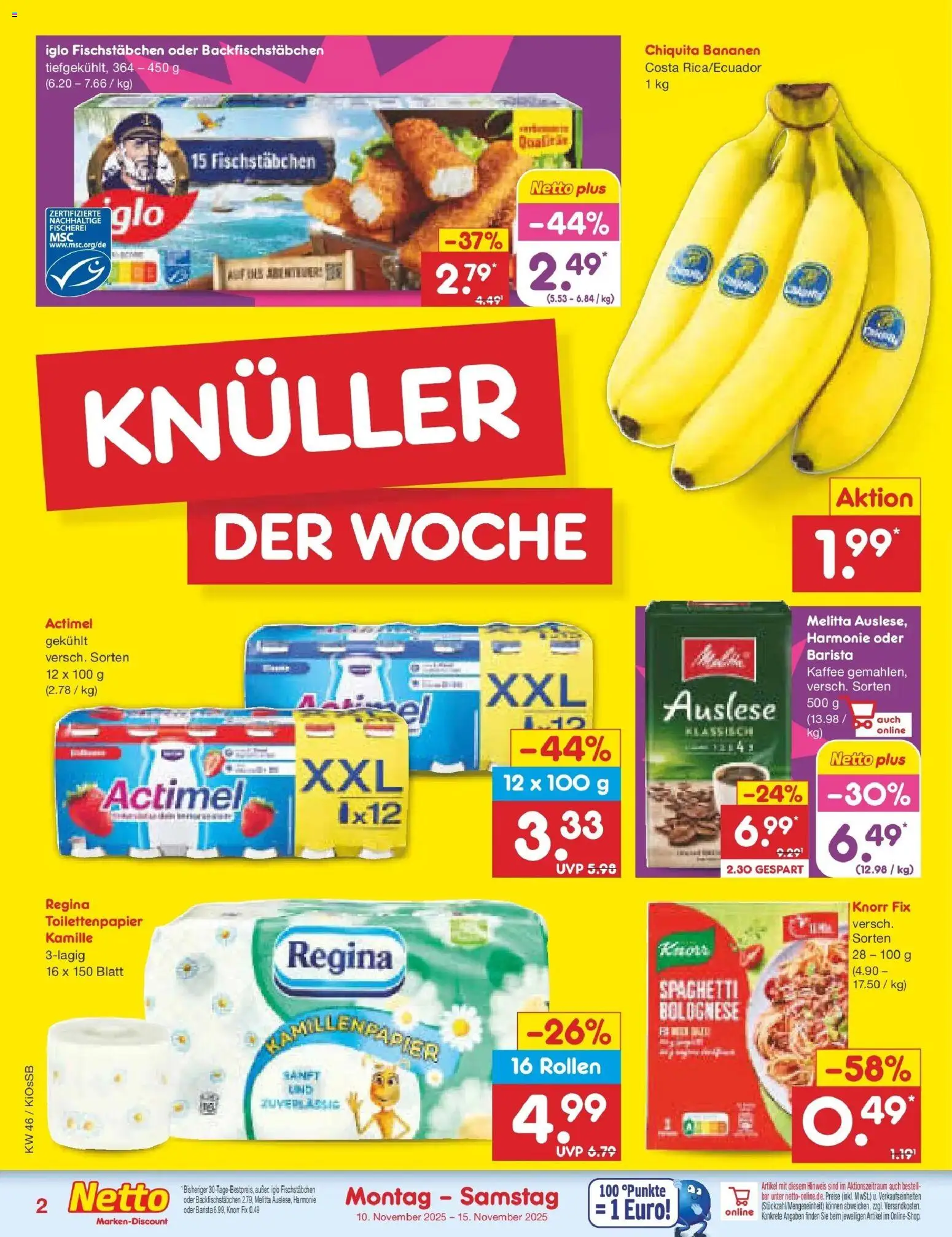 Netto Marken-Discount - Netto: Wochenangebote – gültig ab 10.11.2025 | Seite: 2 | Produkte: Actimel, Kaffee, Knorr, Toilettenpapier